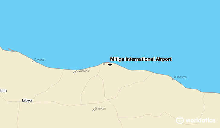 Mitiga International Airport location on a map