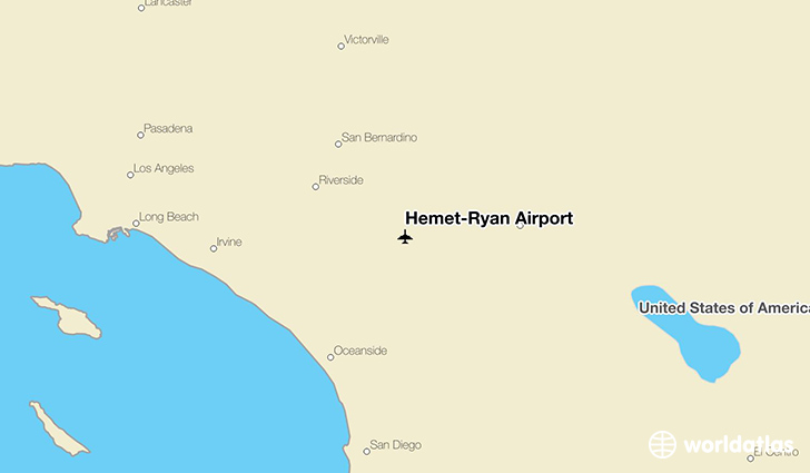 Hemet-Ryan Airport location on a map