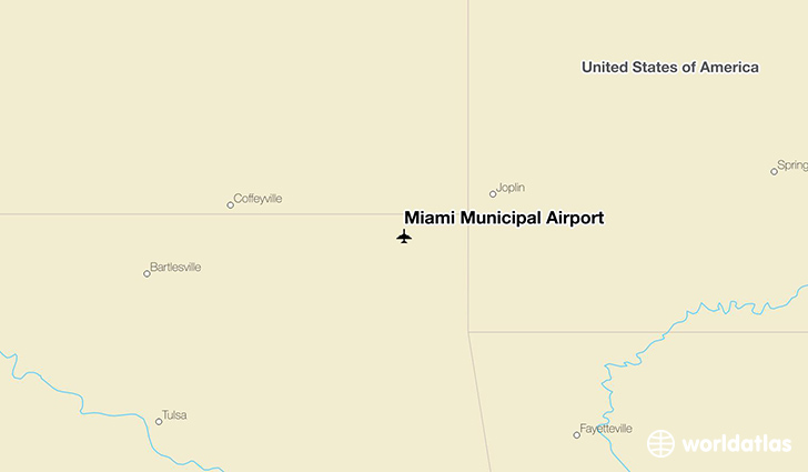 Miami Municipal Airport location on a map