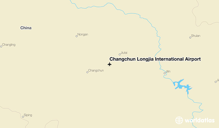 Changchun Longjia International Airport location on a map