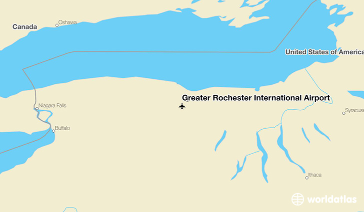 Greater Rochester International Airport location on a map