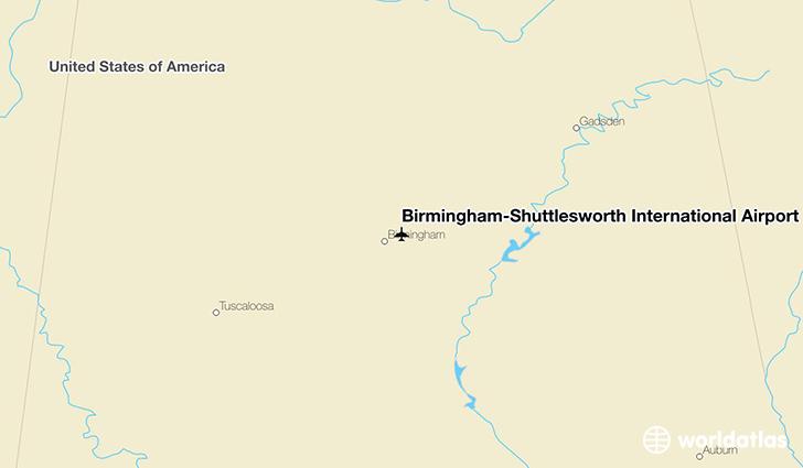 Birmingham–Shuttlesworth International Airport location on a map