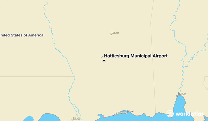 Hattiesburg Municipal Airport location on a map