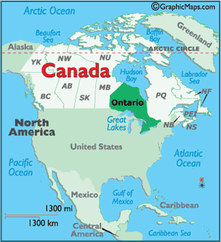 Locator Map of Ontario, Canada