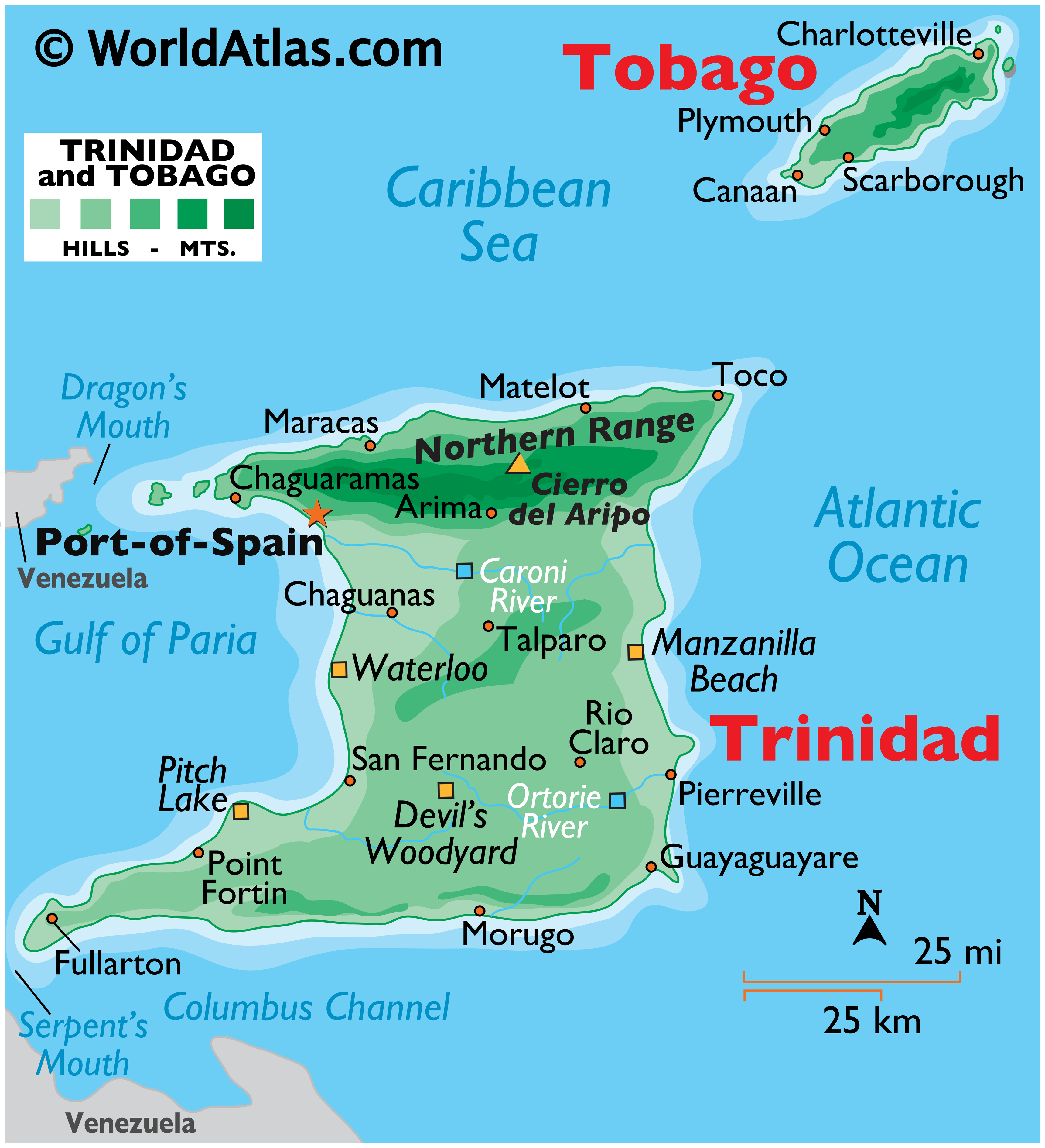 Trinidad And Tobago Map Geography Of Trinidad And Tobago Map Of 