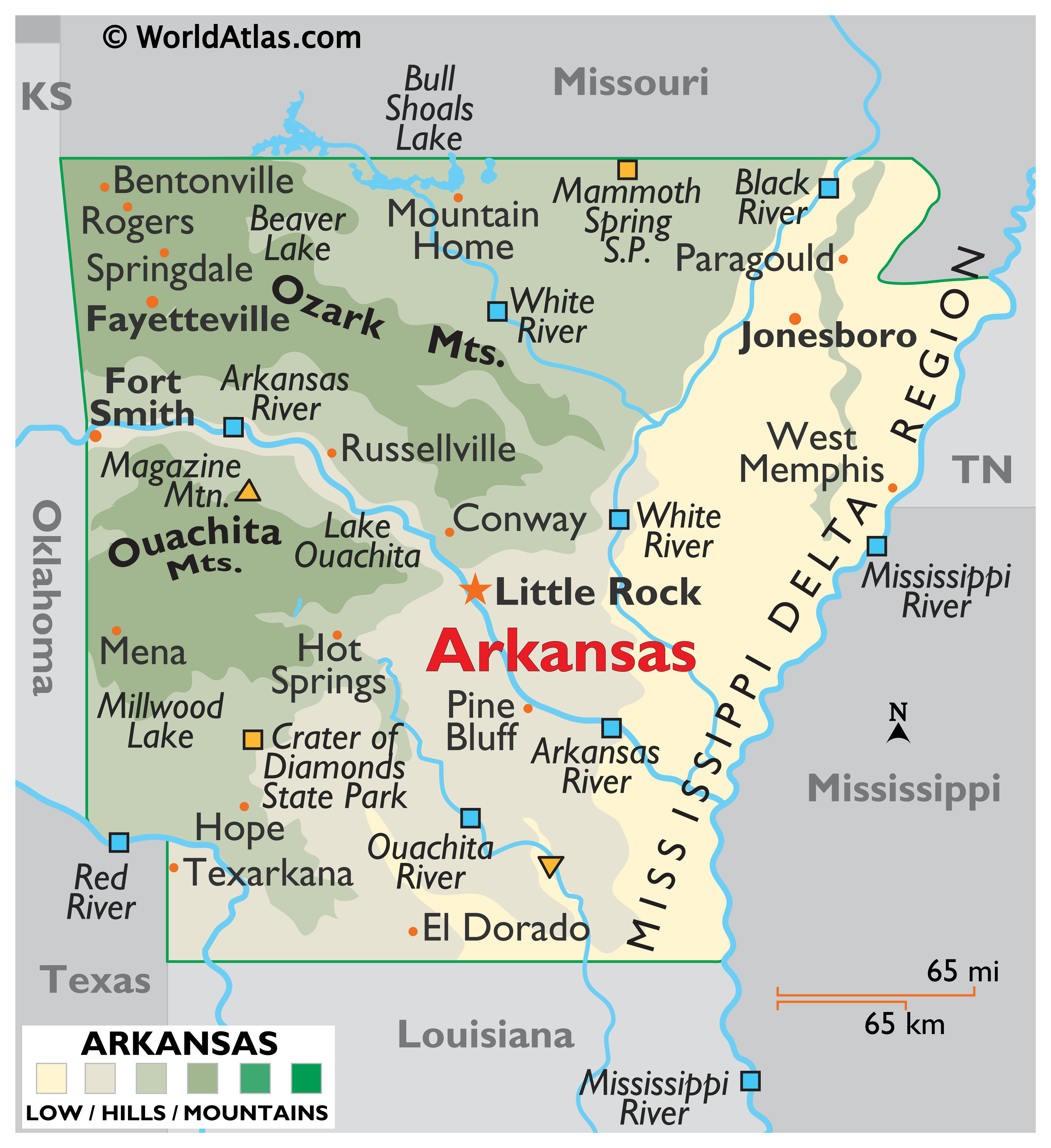 Map of Arkansas, USA