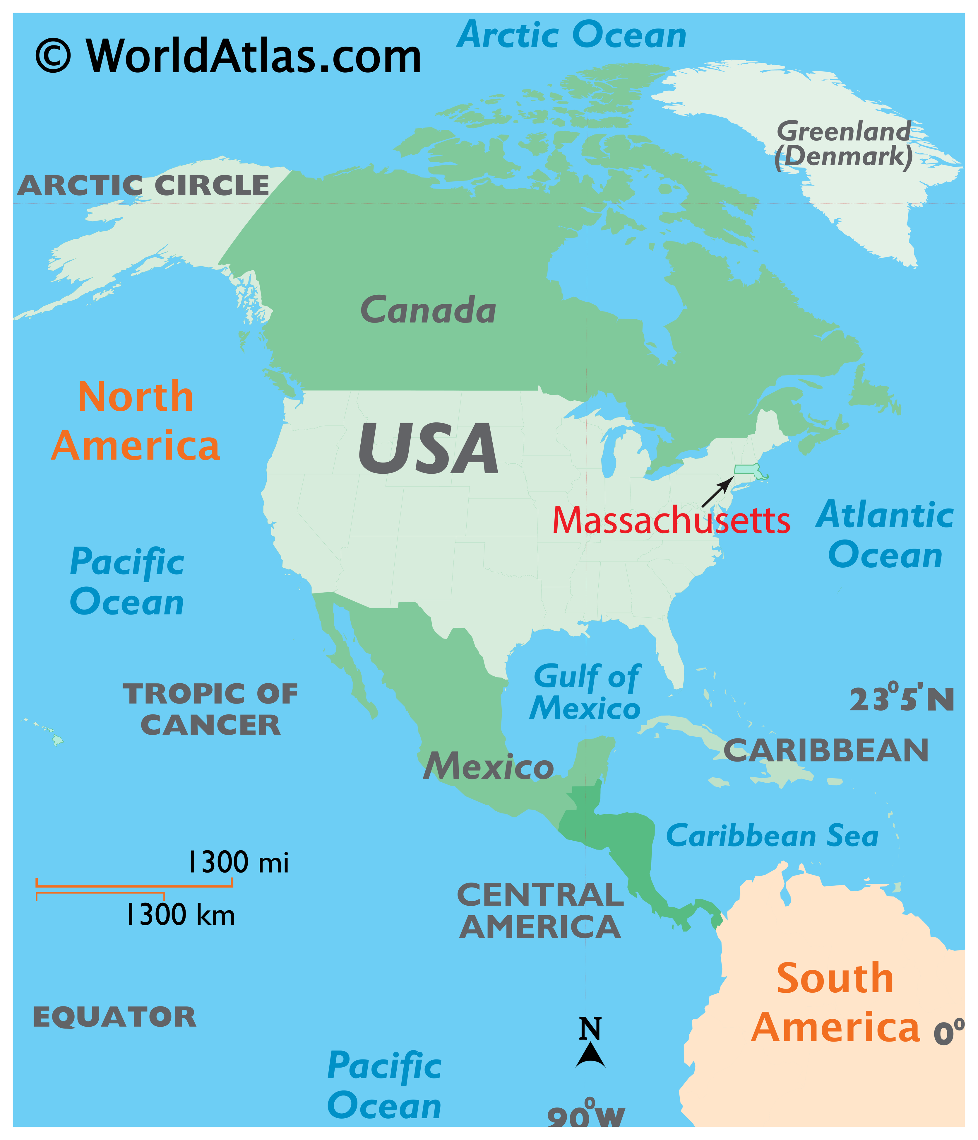 Locator Map of Massachusetts, USA
