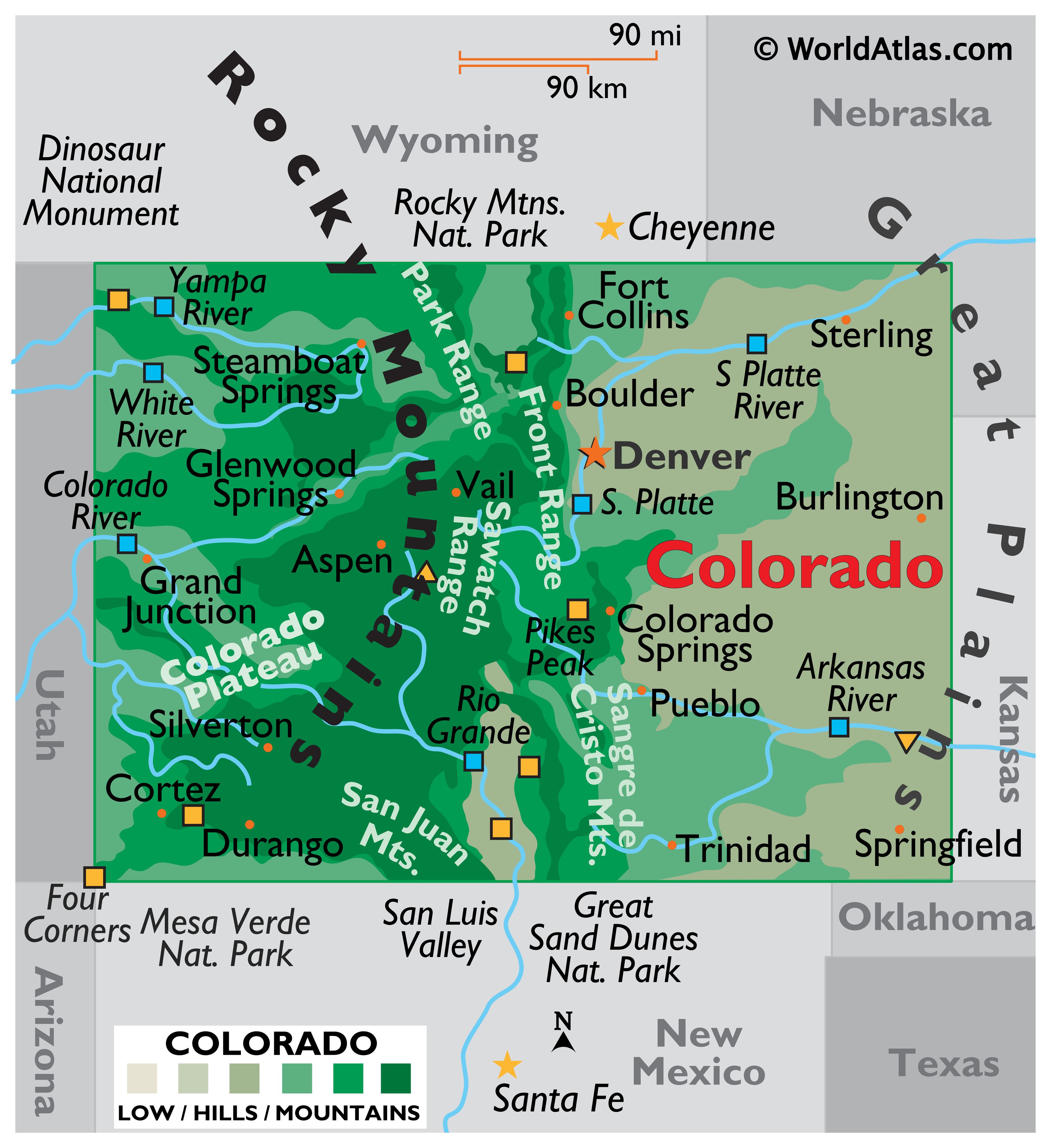 Map of Colorado, USA