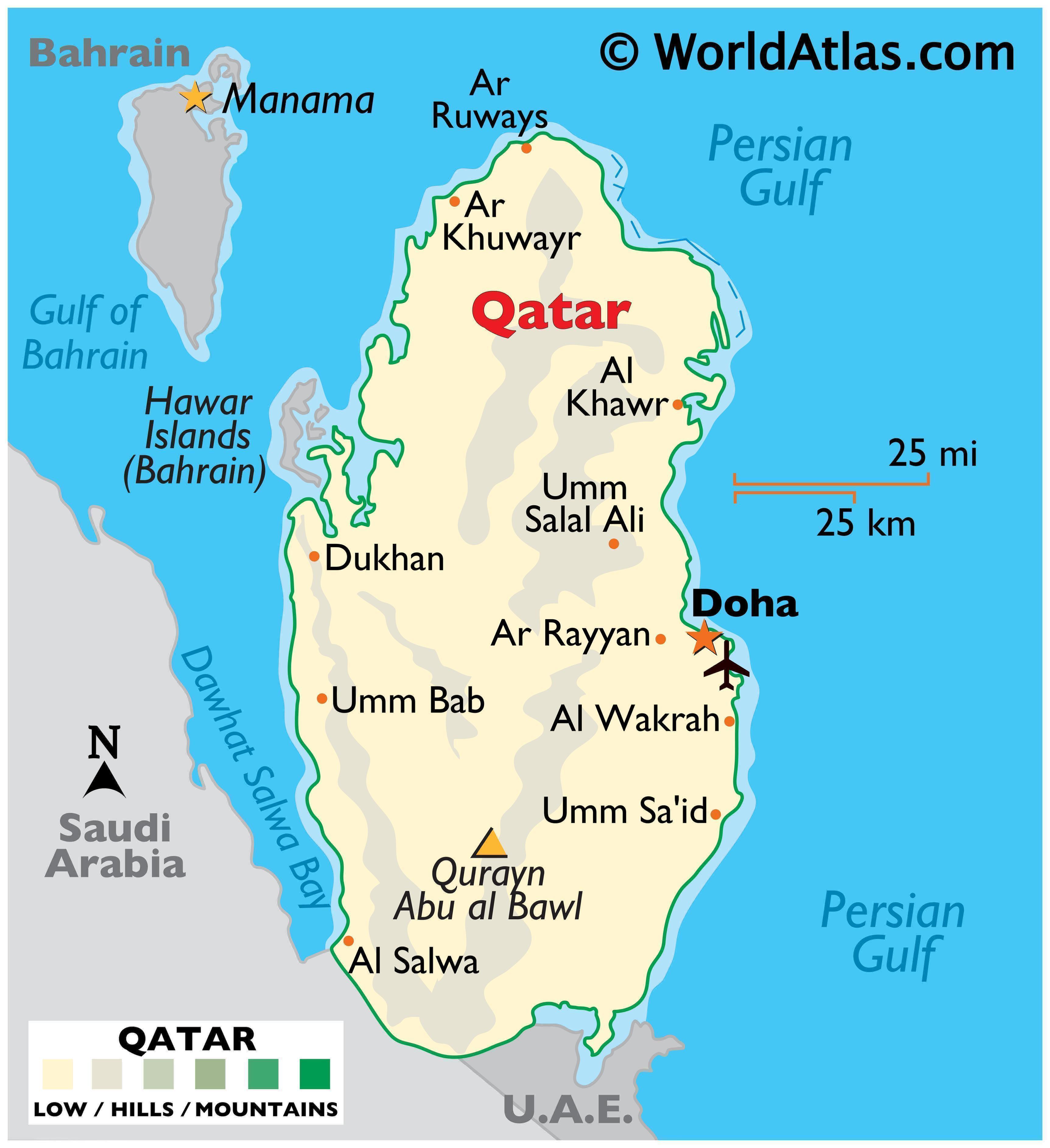 katar mapa Qatar Map / Geography of Qatar / Map of Qatar   Worldatlas.com katar mapa