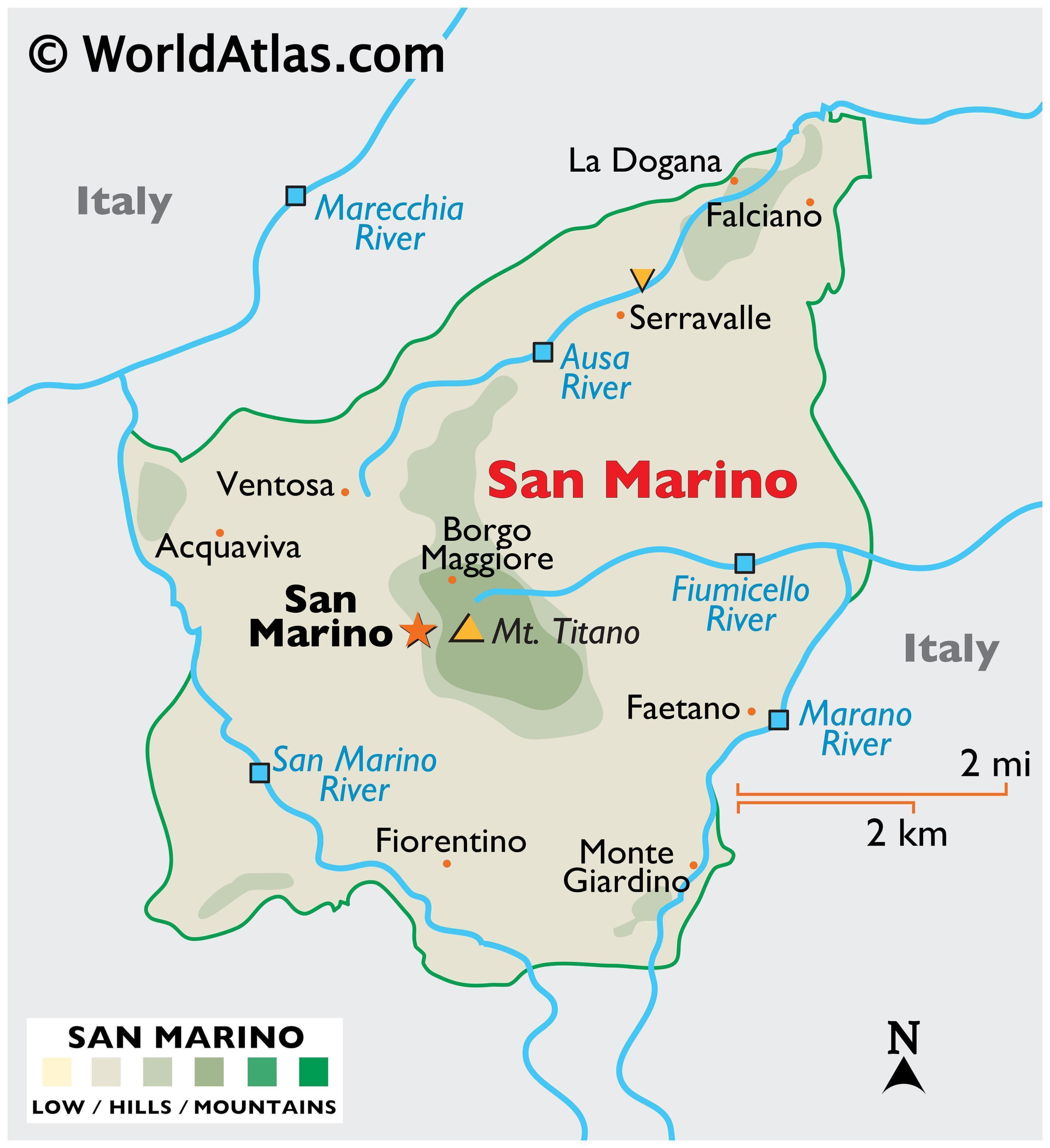 San Marino Map / Geography of San Marino / Map of San Marino