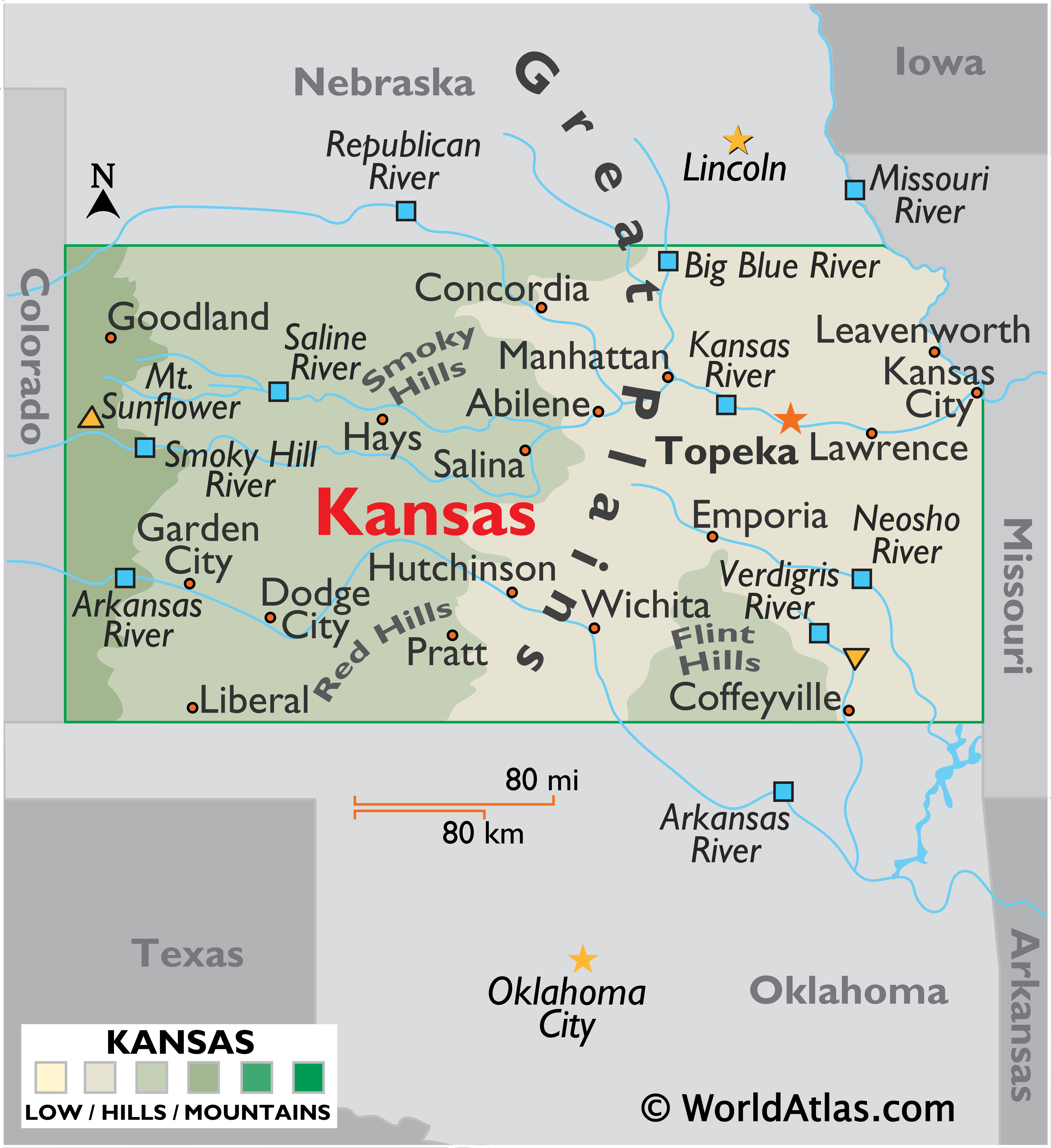 Kansas Latitude Longitude Absolute And Relative Locations