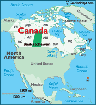 Locator Map of Saskatchewan, Canada