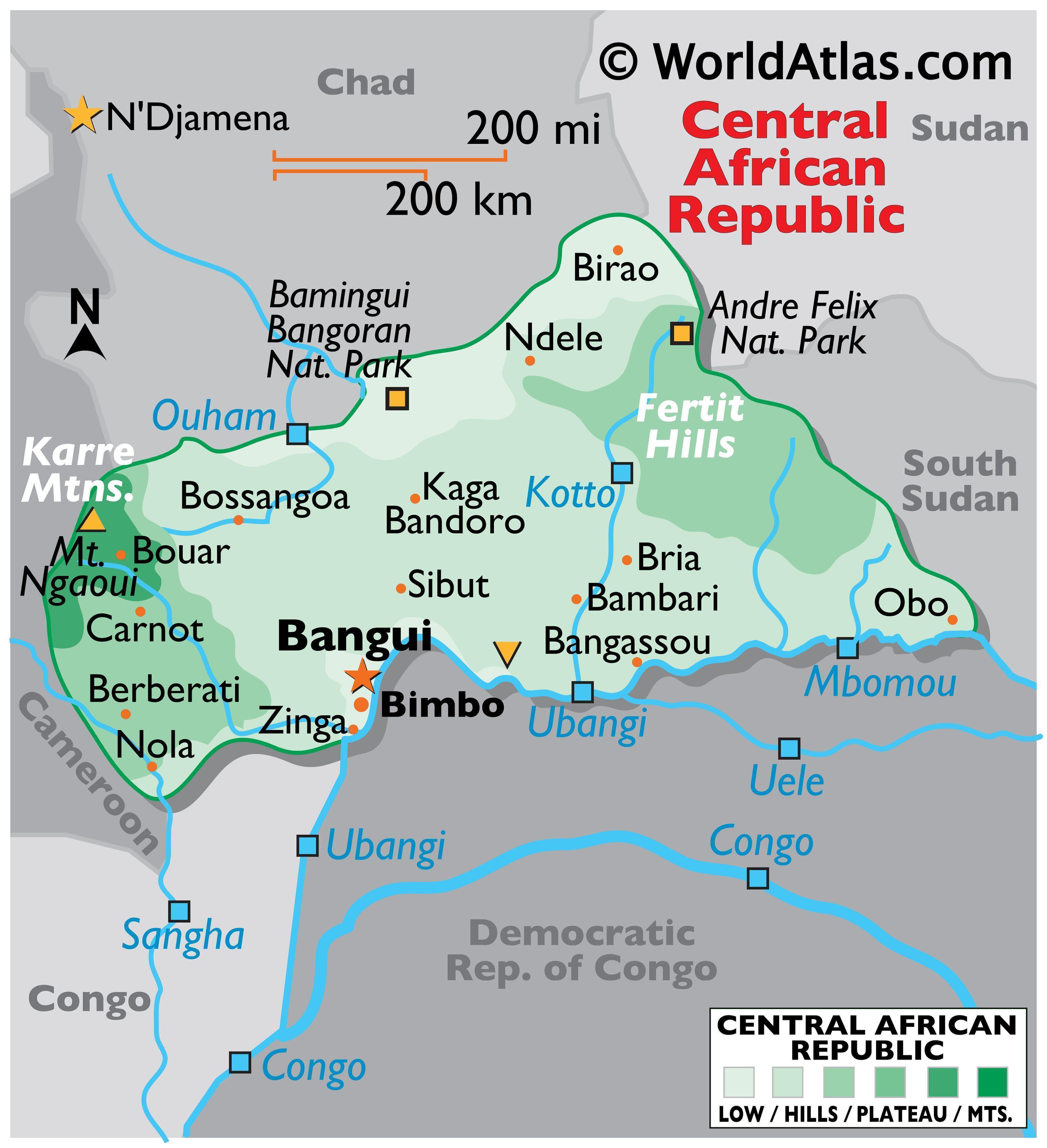 Central African Republic Map Geography Of Central African Republic 