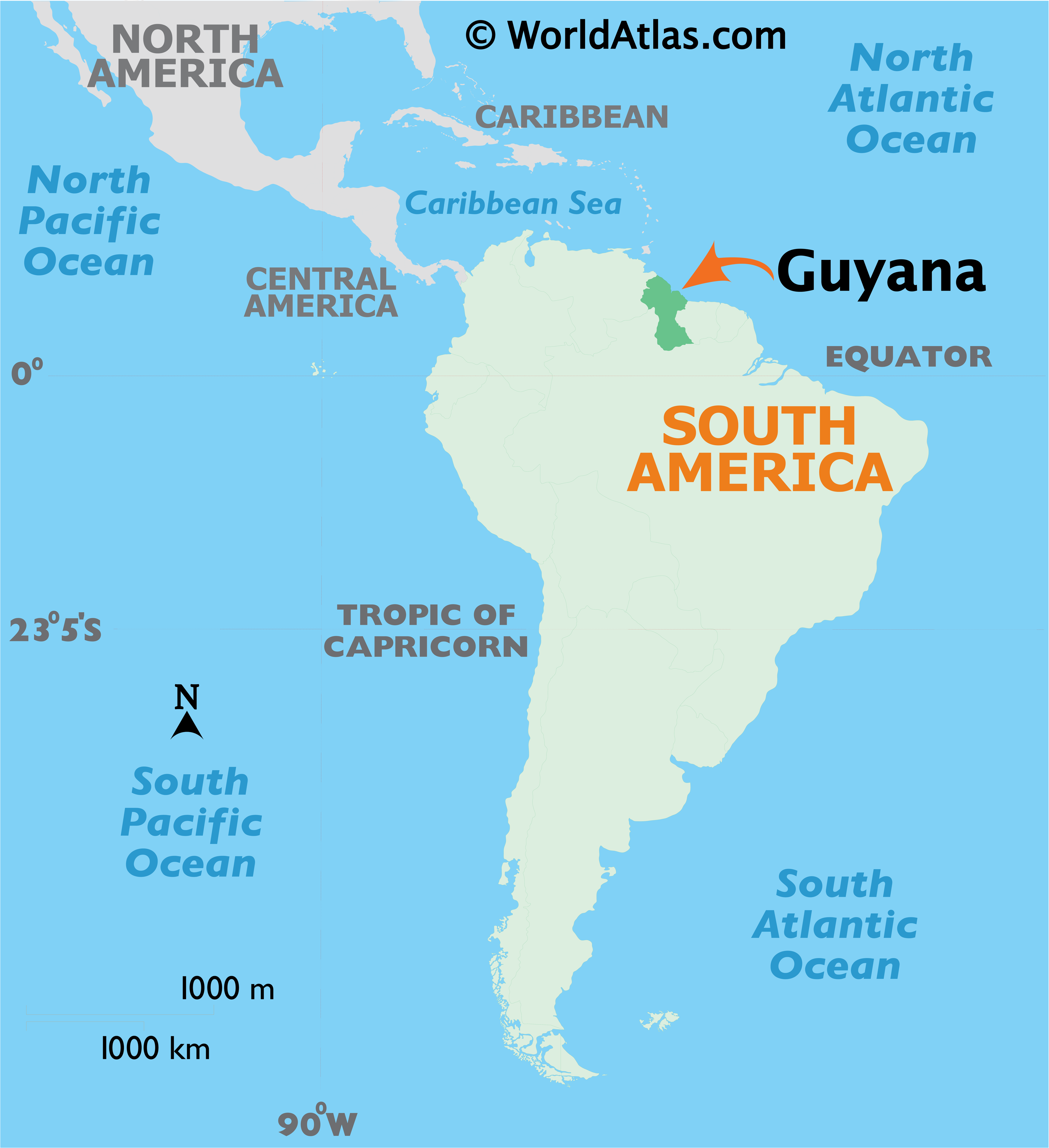 where is guyana on the world map Guyana Map Geography Of Guyana Map Of Guyana Worldatlas Com where is guyana on the world map