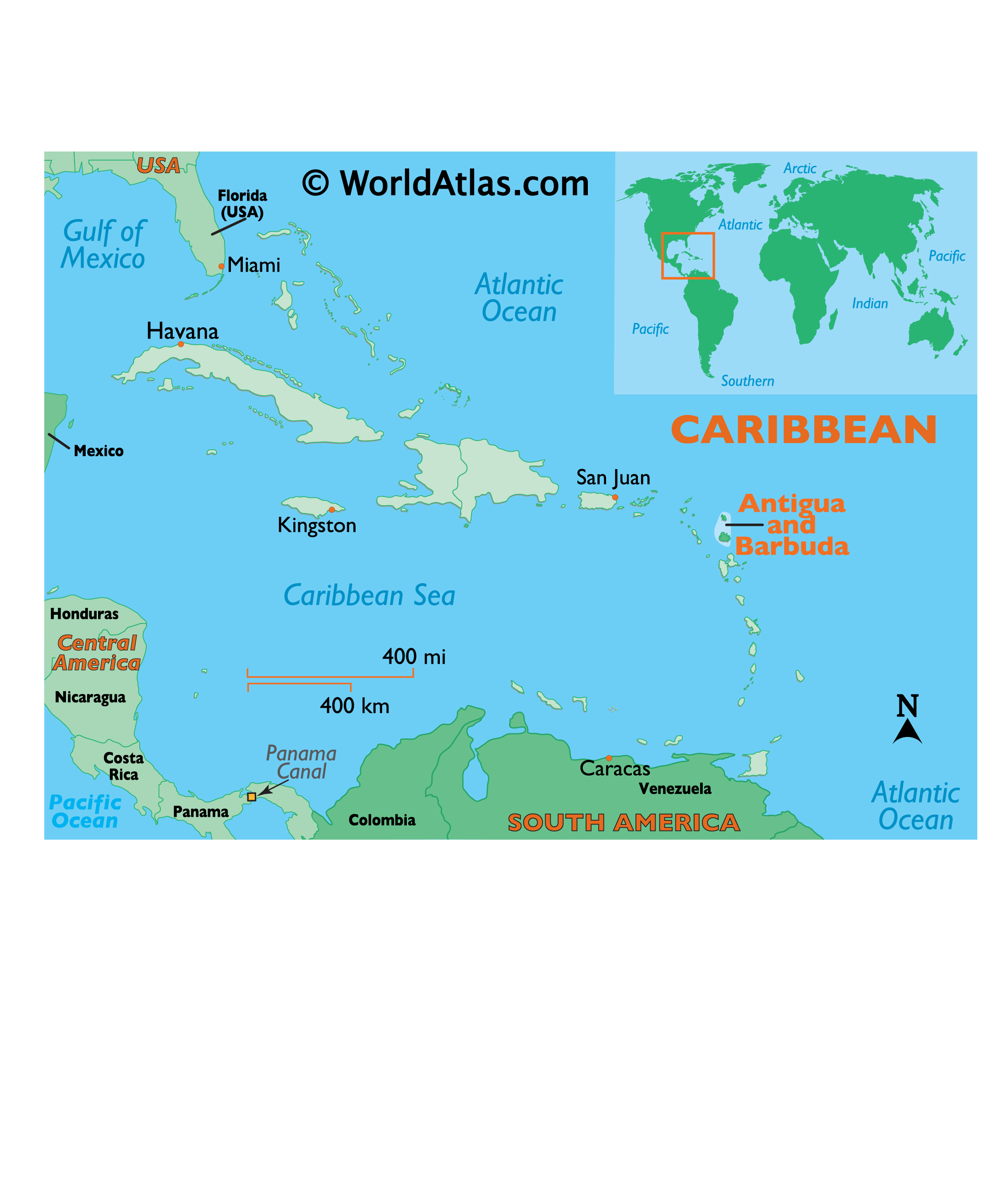 Image result for map of caribbean showing antigua