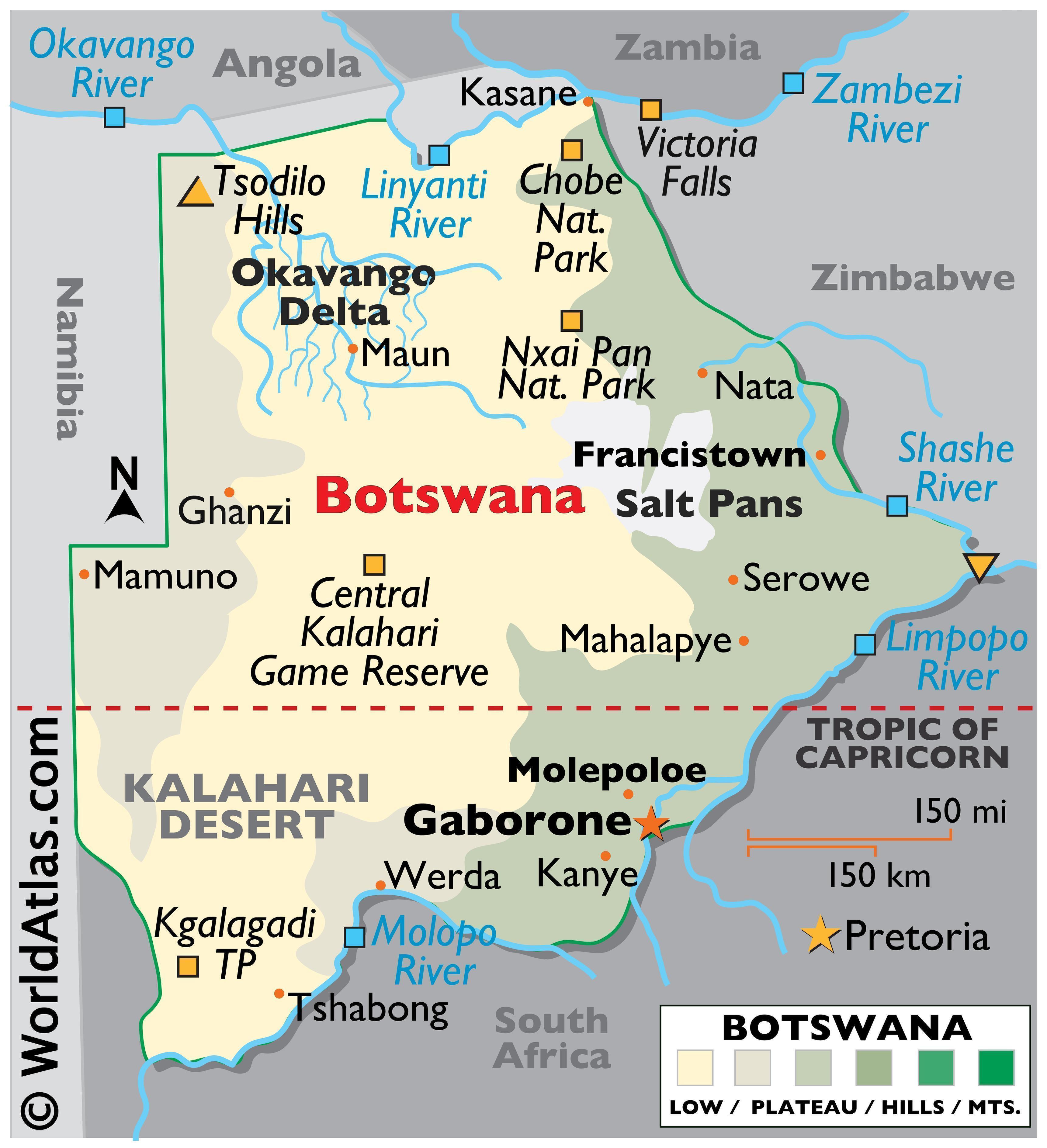 Botswana Map Geography Of Botswana Map Of Botswana