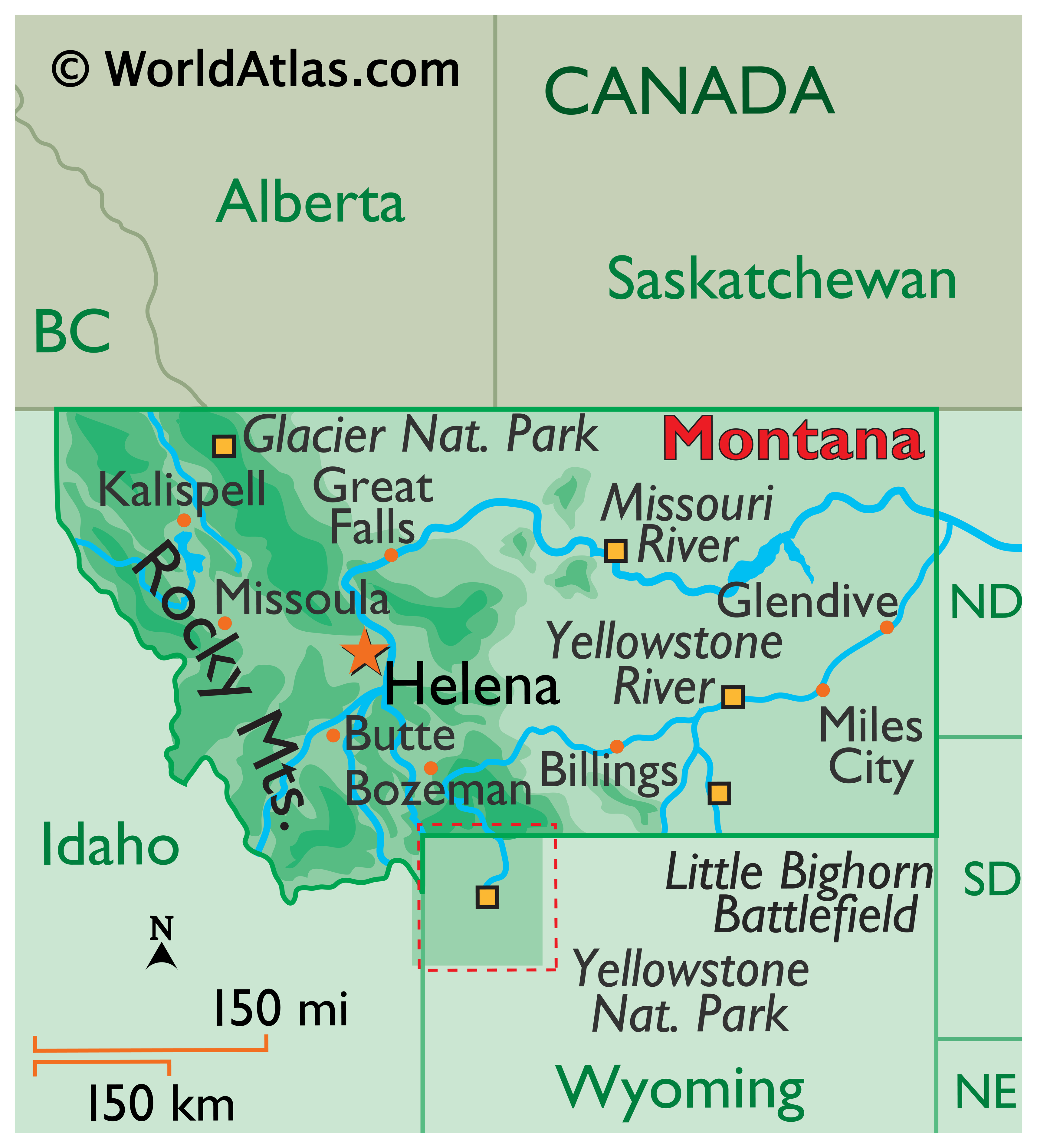 Map of Montana, USA
