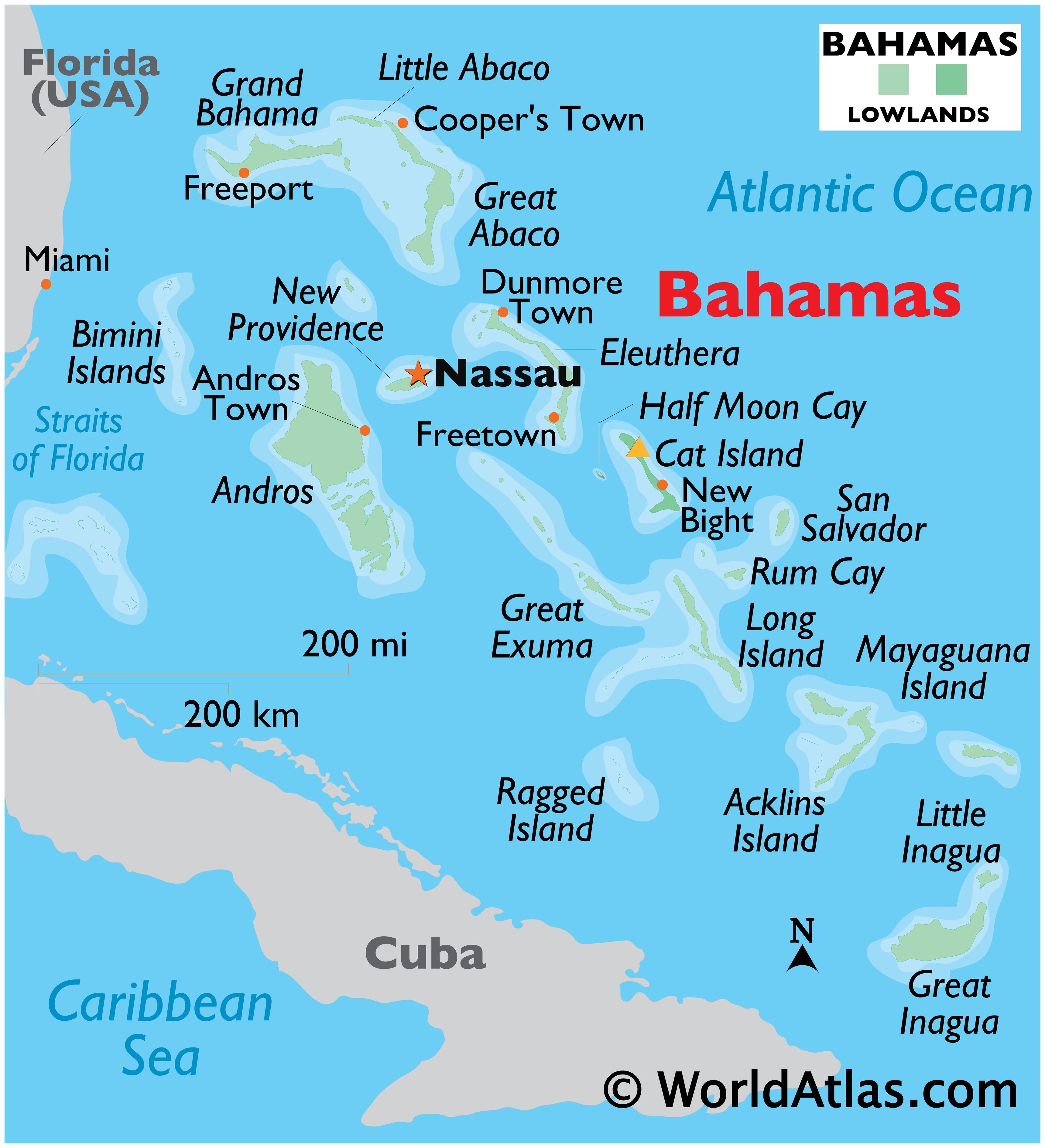 map of florida to bahamas Bahamas Map Geography Of Bahamas Map Of Bahamas Worldatlas Com map of florida to bahamas