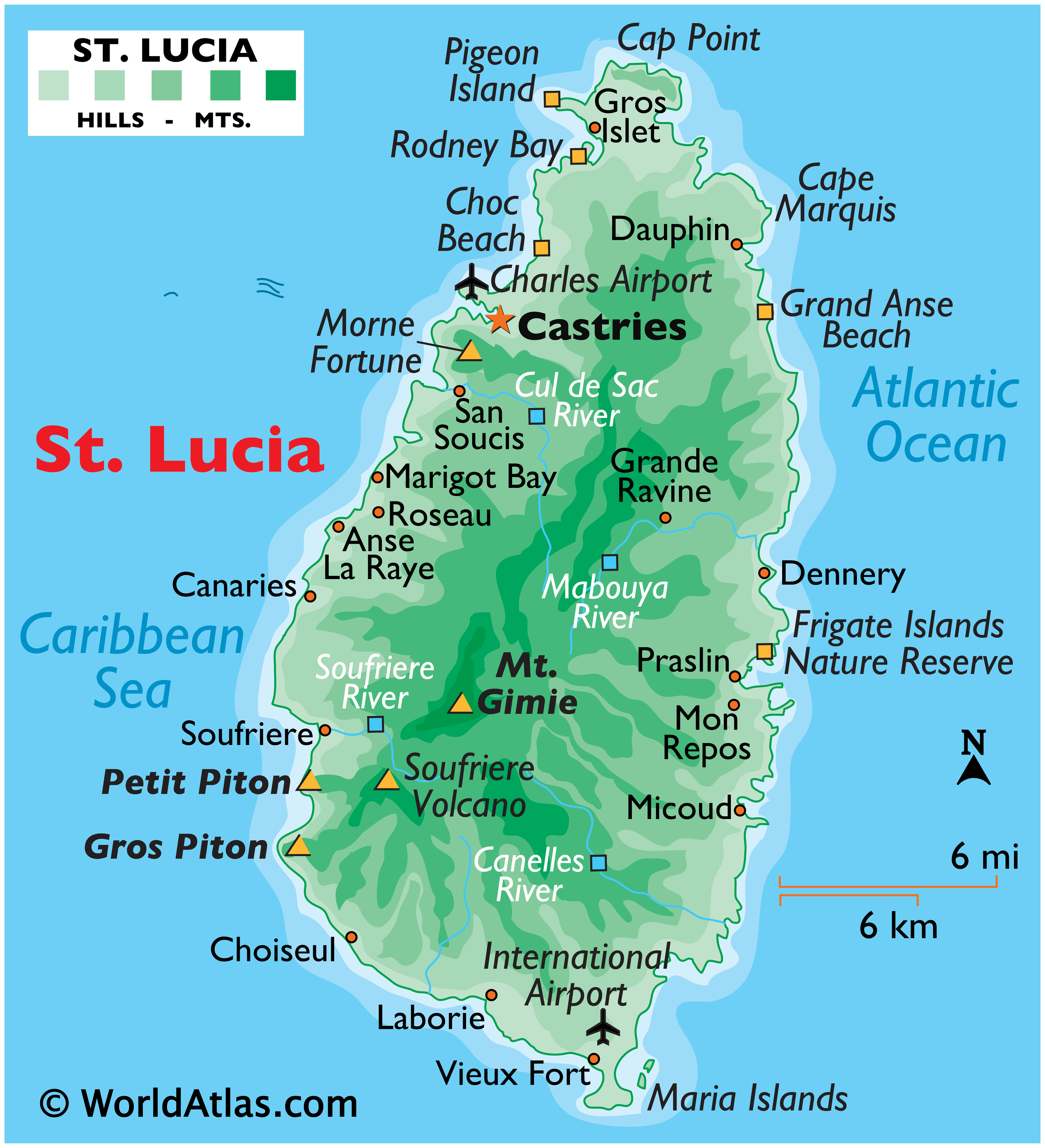 st lucia island map St Lucia Map Geography Of St Lucia Map Of St Lucia