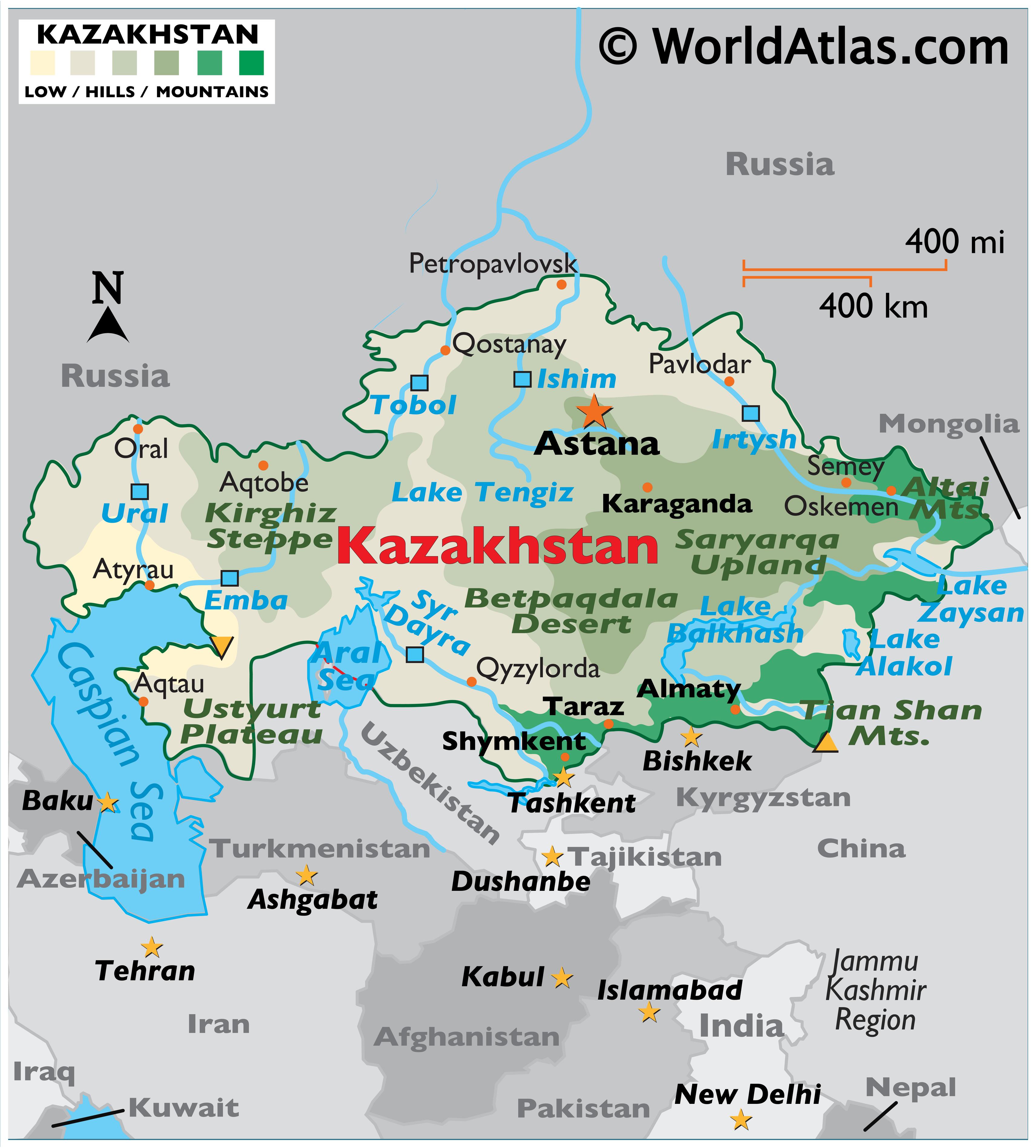 Kazakhstan Map Geography Of Kazakhstan Map Of Kazakhstan