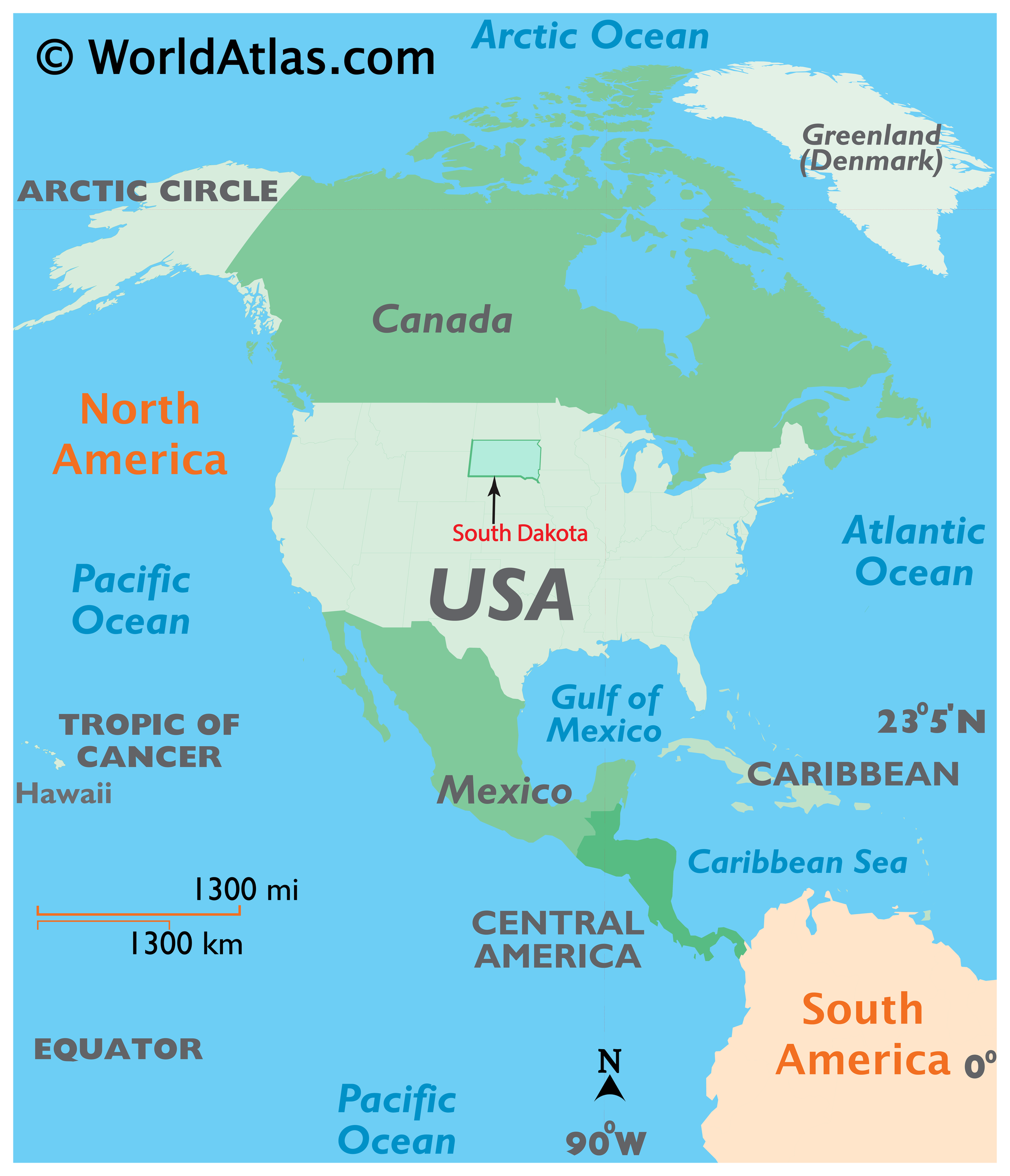Locator Map of South Dakota, USA
