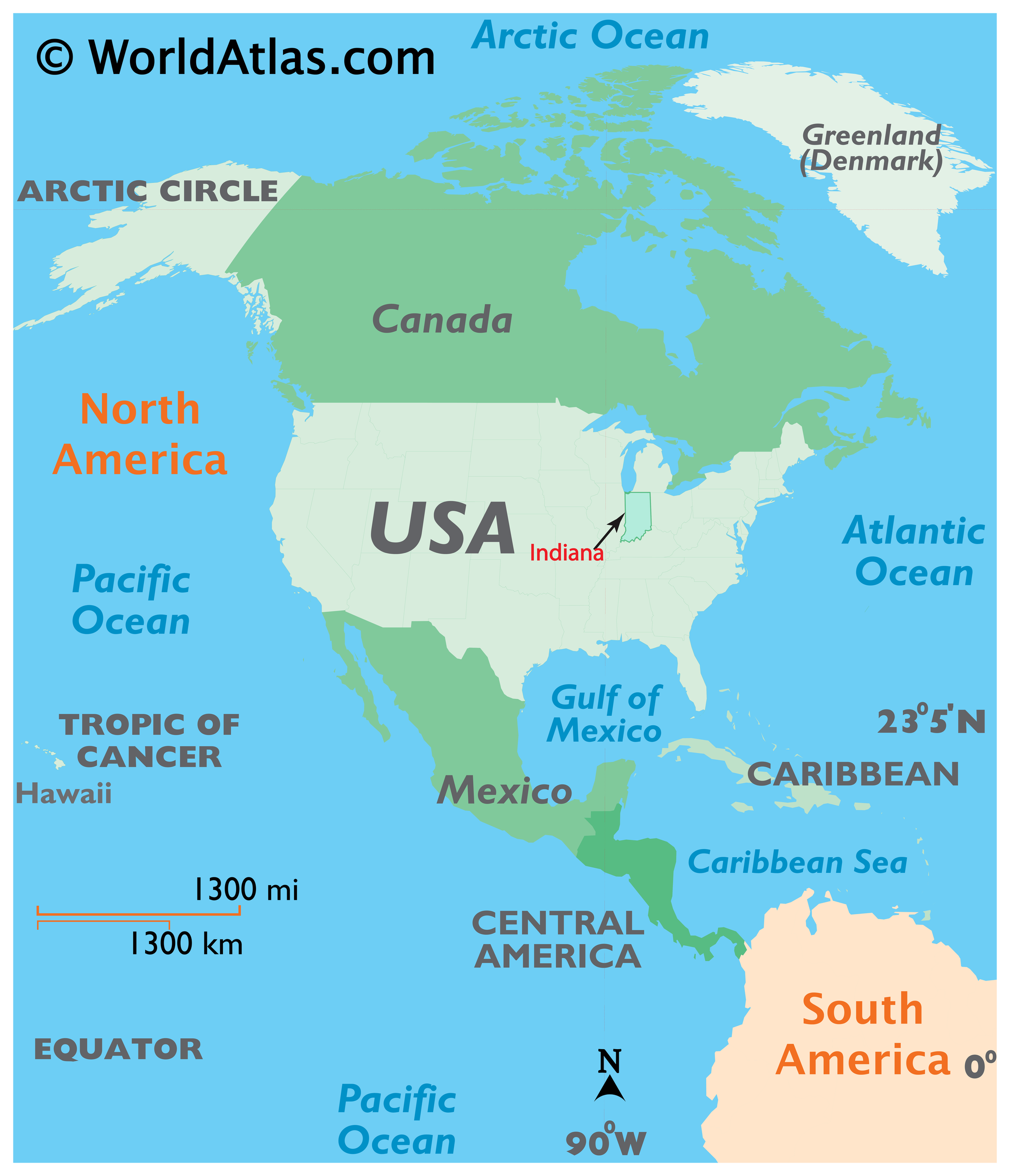 Locator Map of Indiana, USA