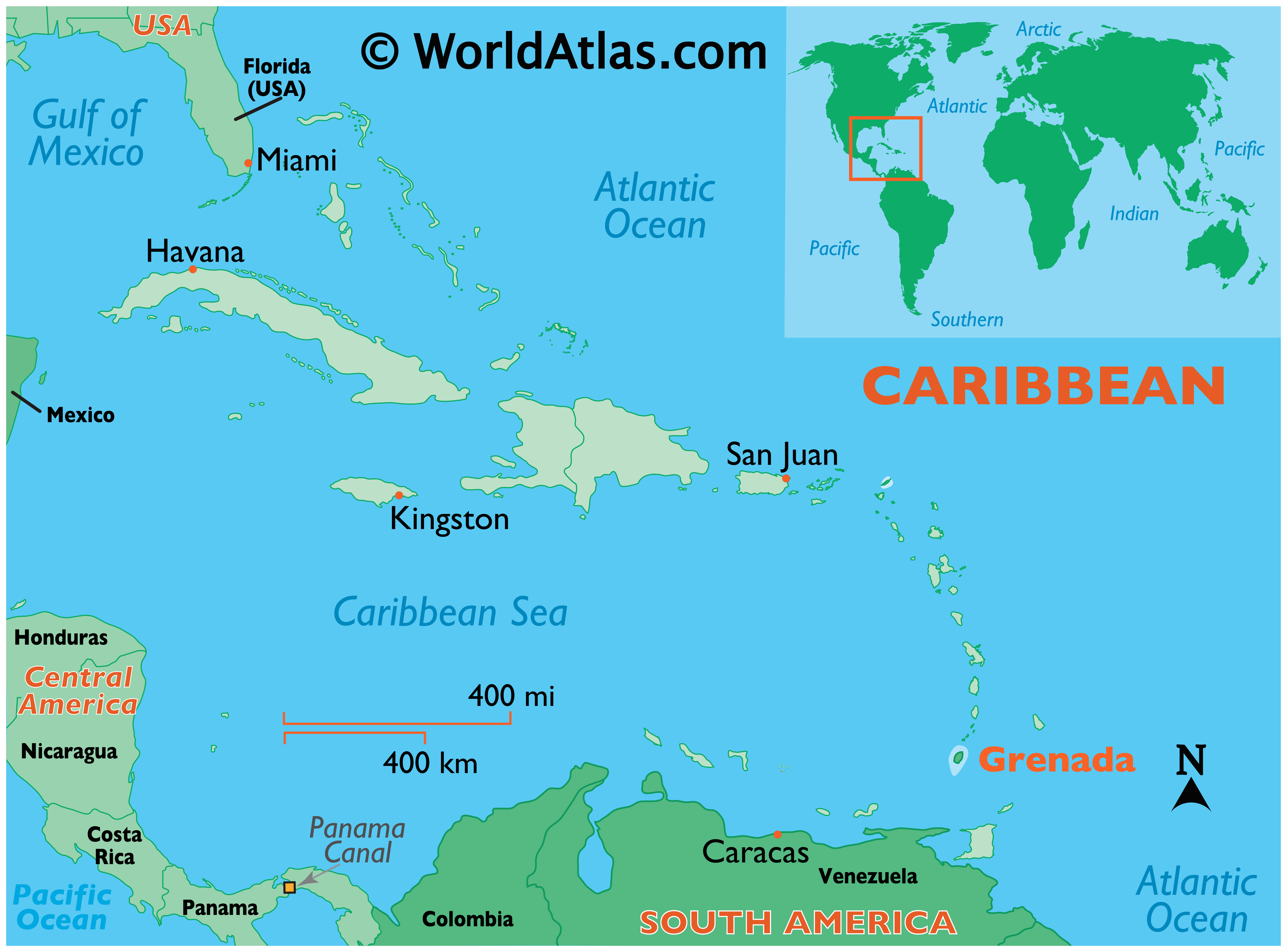 Grenada Location On The World Map. Map Of Grenada Map In The Atlas ...