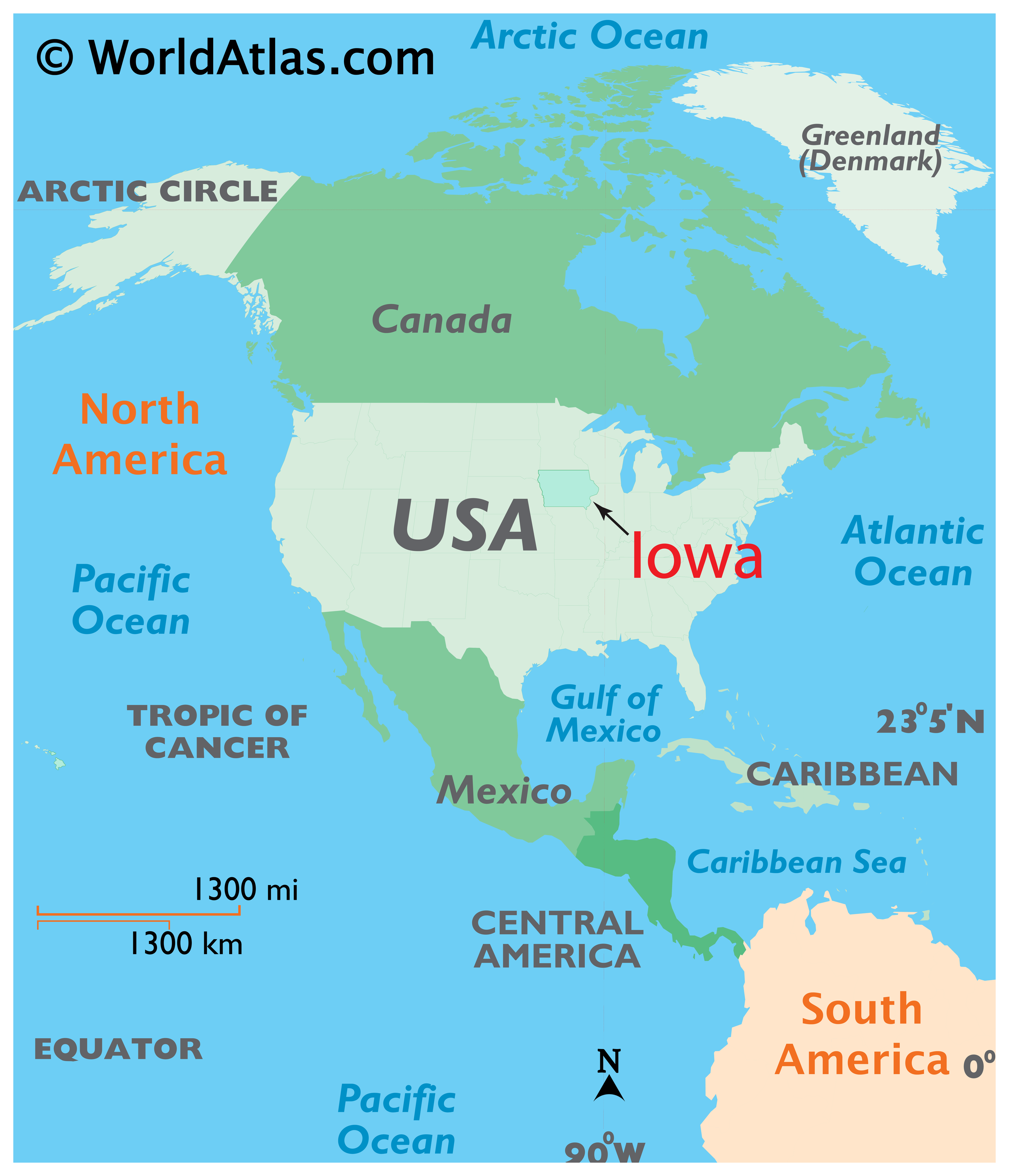 Locator Map of Iowa, USA