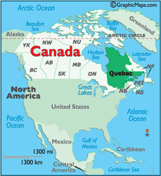 Locator Map of Quebec, Canada