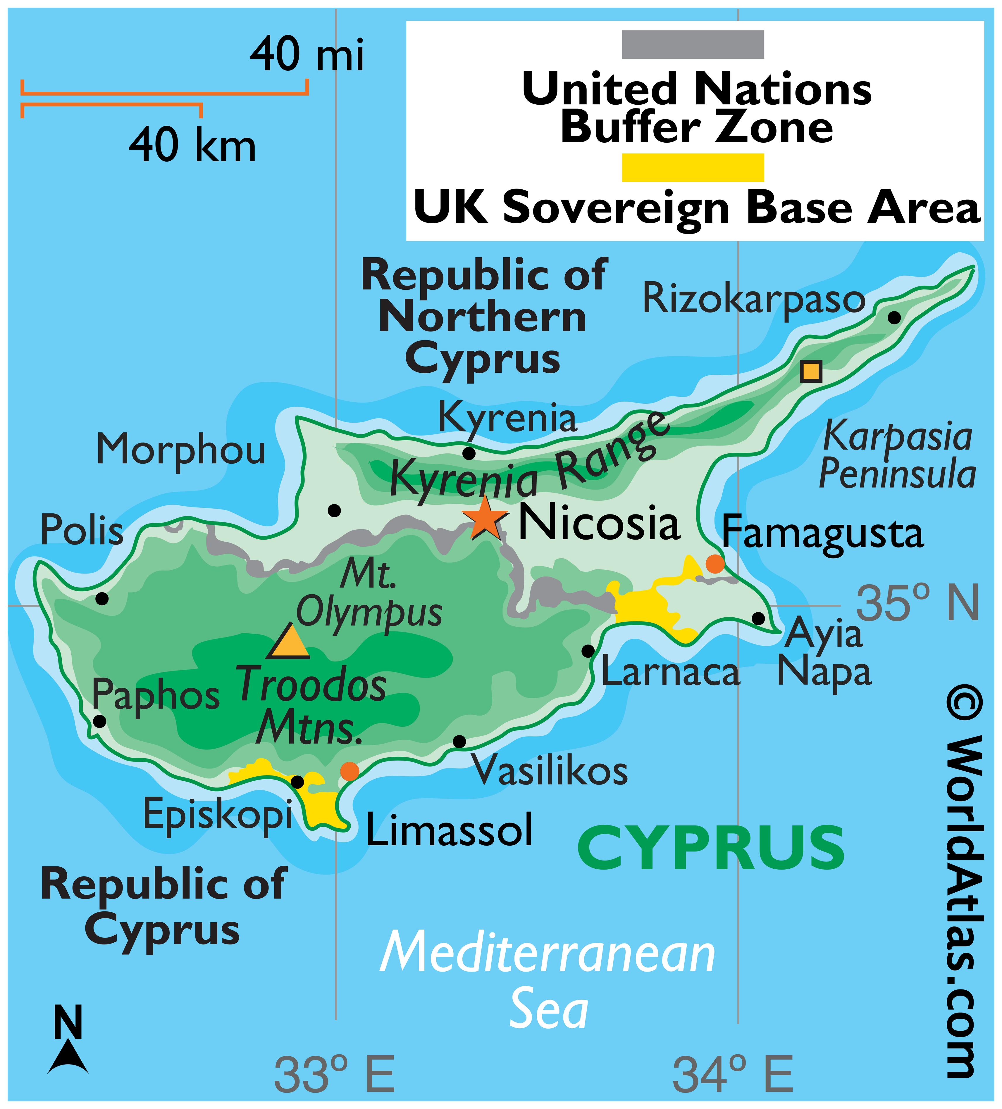 cipar karta europe Cyprus Map / Geography of Cyprus / Map of Cyprus   Worldatlas.com cipar karta europe