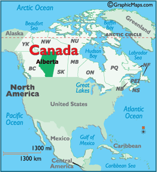 Locator Map of Alberta, Canada