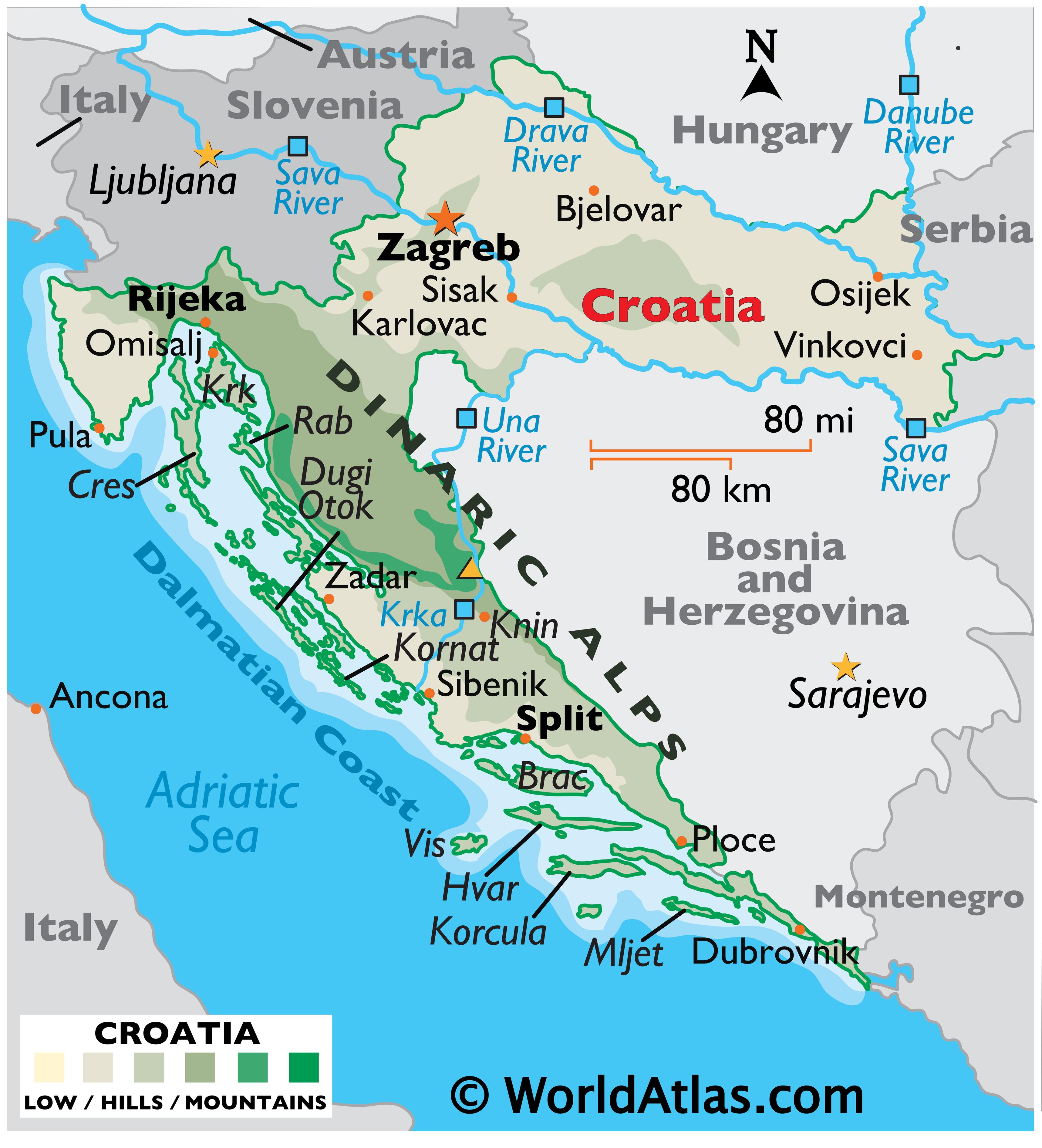 Croatia Map Geography Of Croatia Map Of Croatia