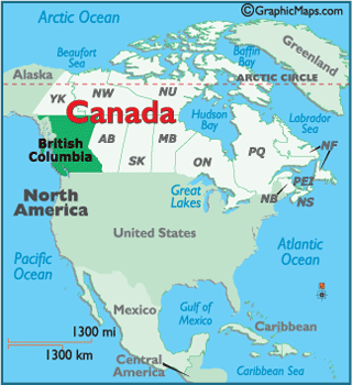 Locator Map of British Columbia, Canada