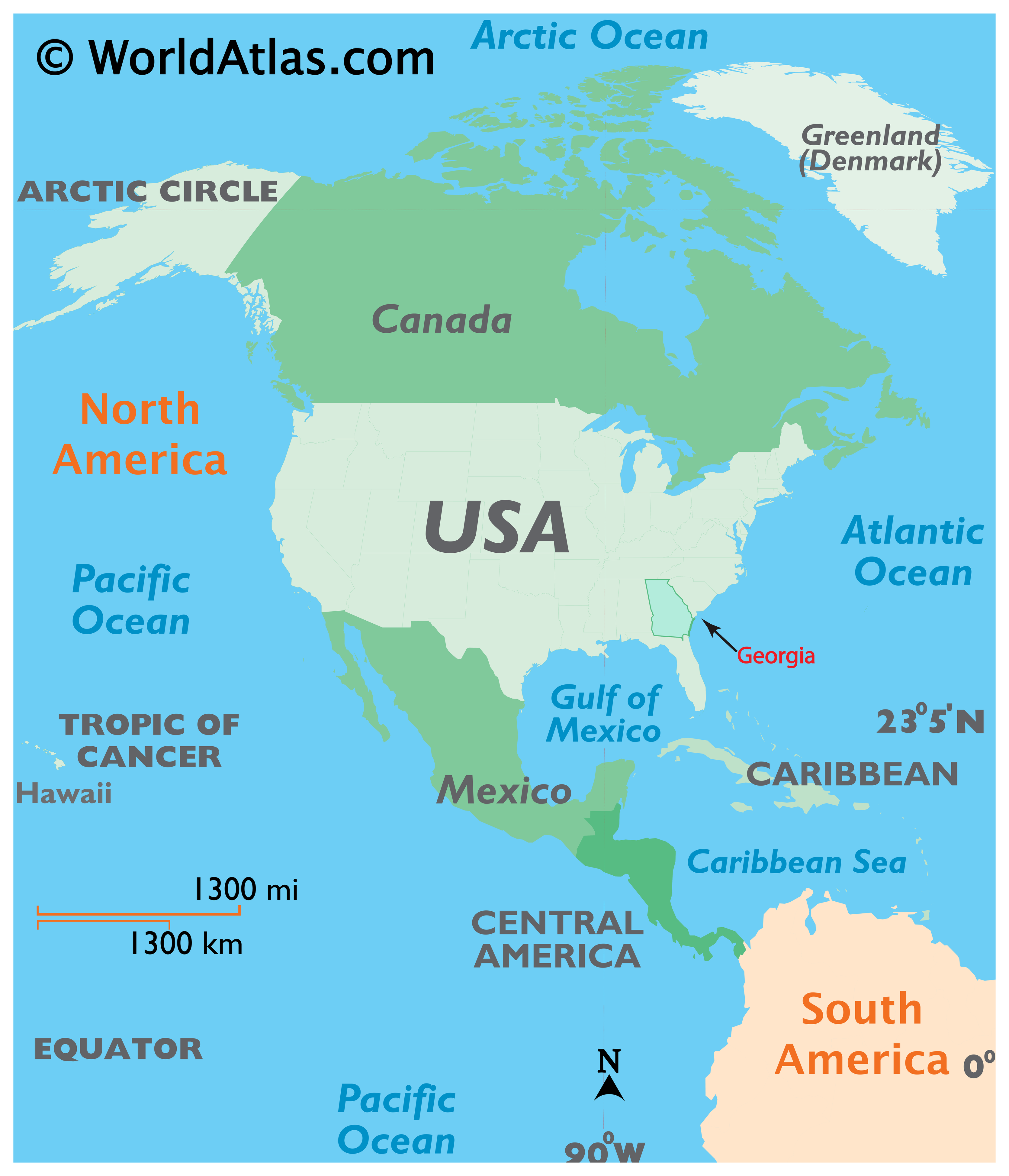 Locator Map of Georgia, USA