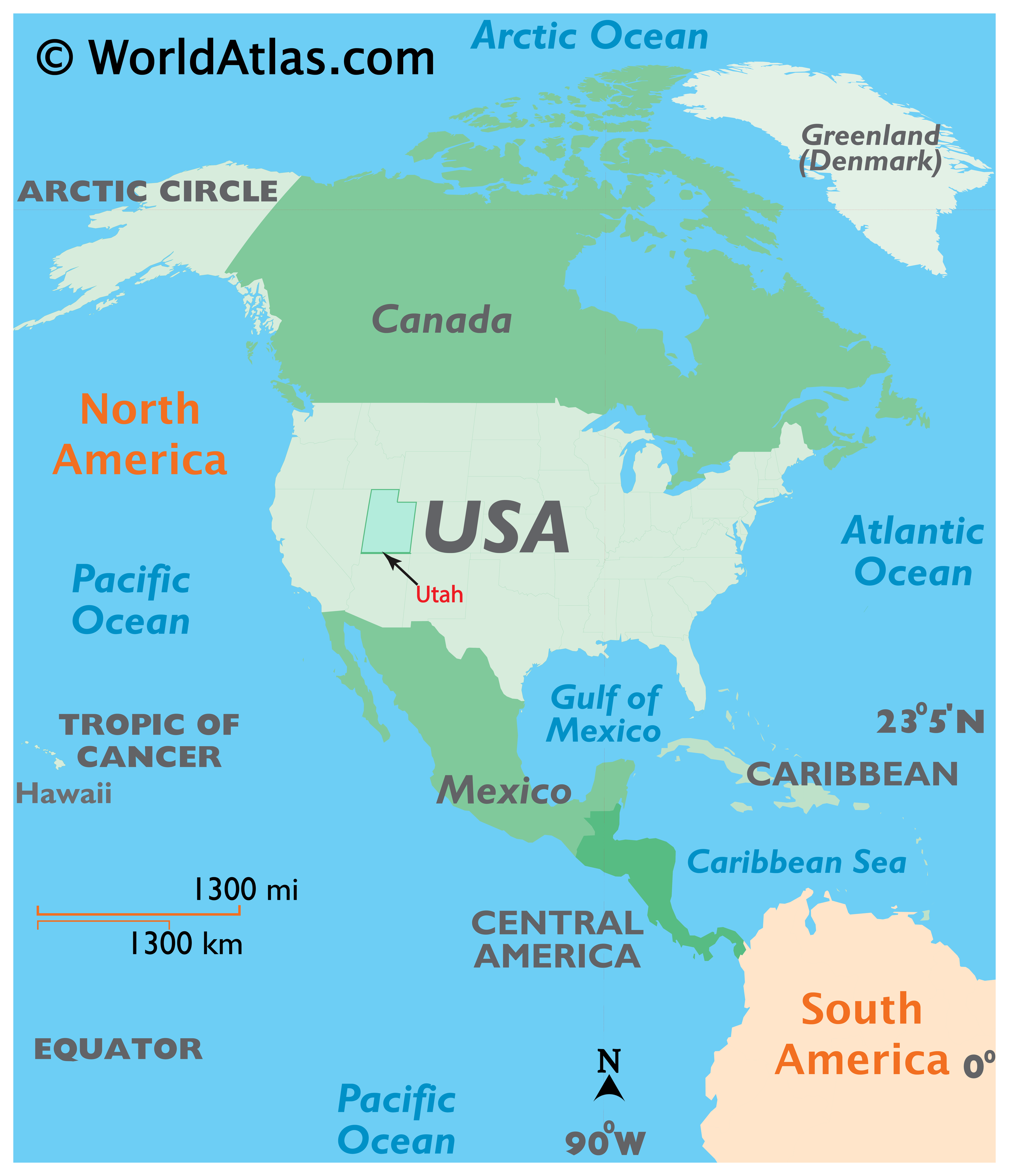 Locator Map of Utah, USA