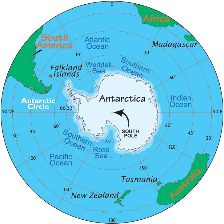 Mapa de la Antártida