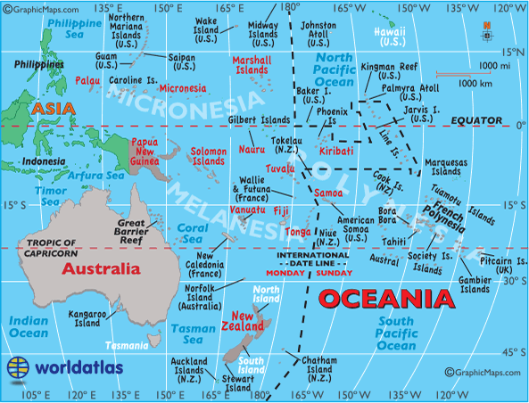 Map of Oceania