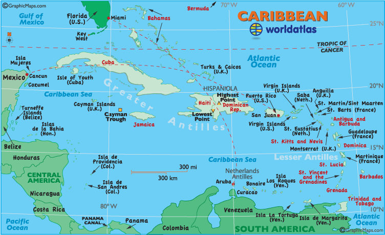 Map of Caribbean