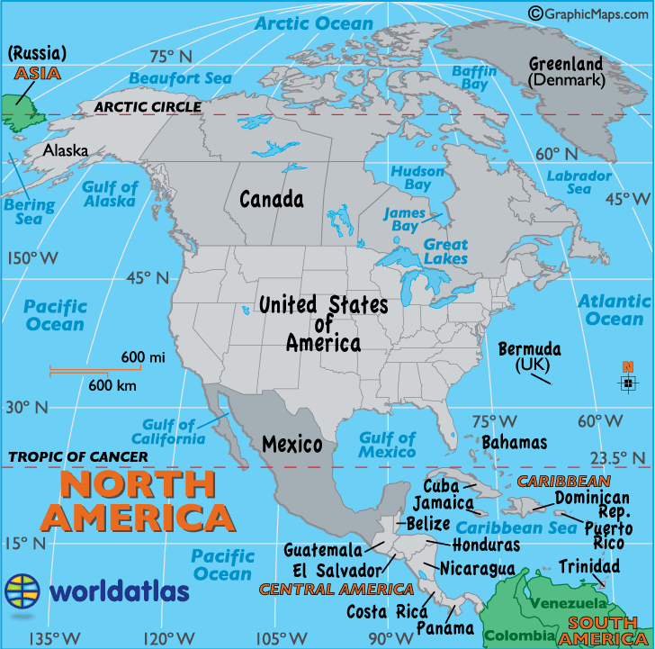 Printable Map Of North America