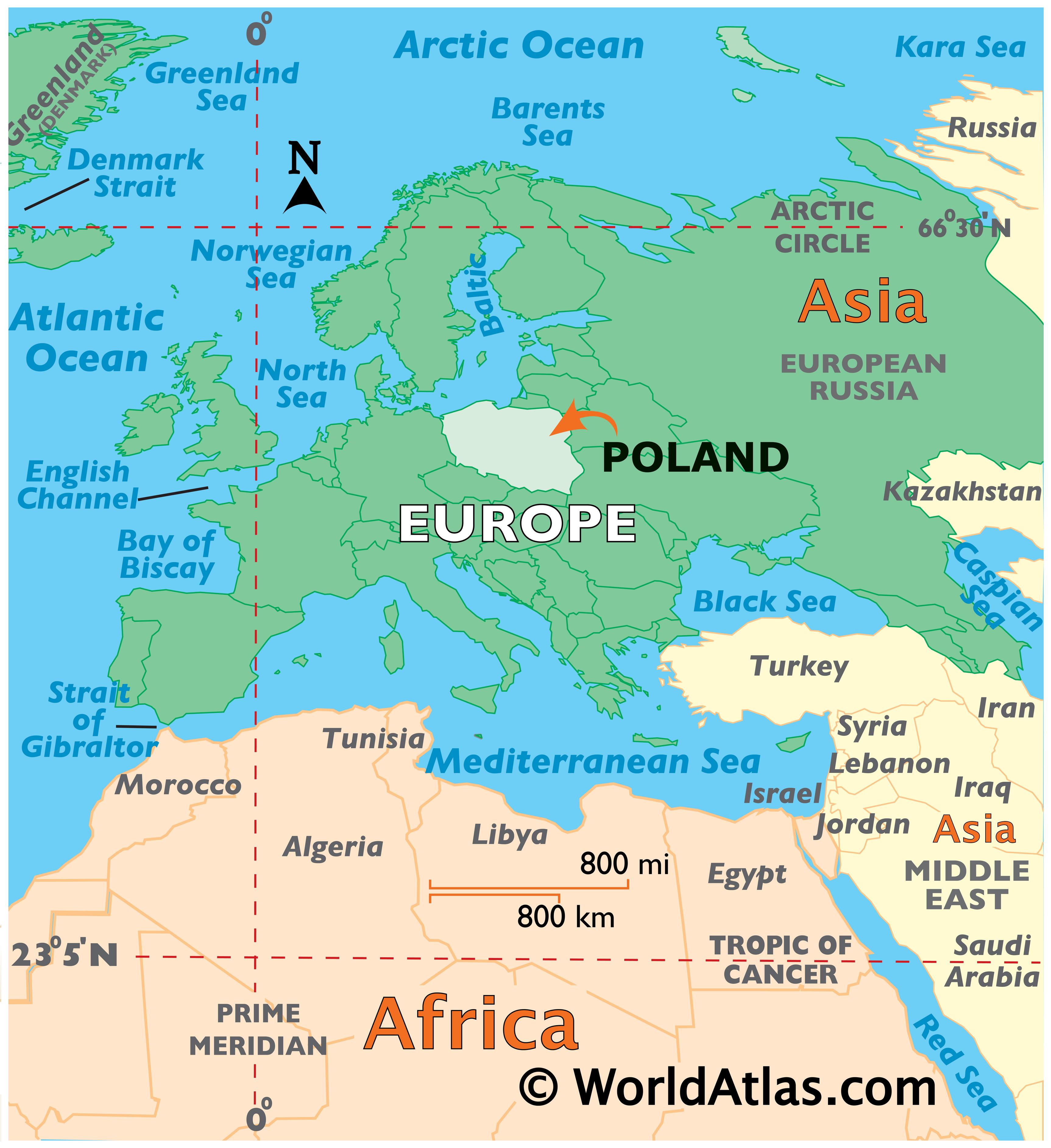 Poland Location On World Map Poland Map / Geography of Poland / Map of Poland   Worldatlas.com