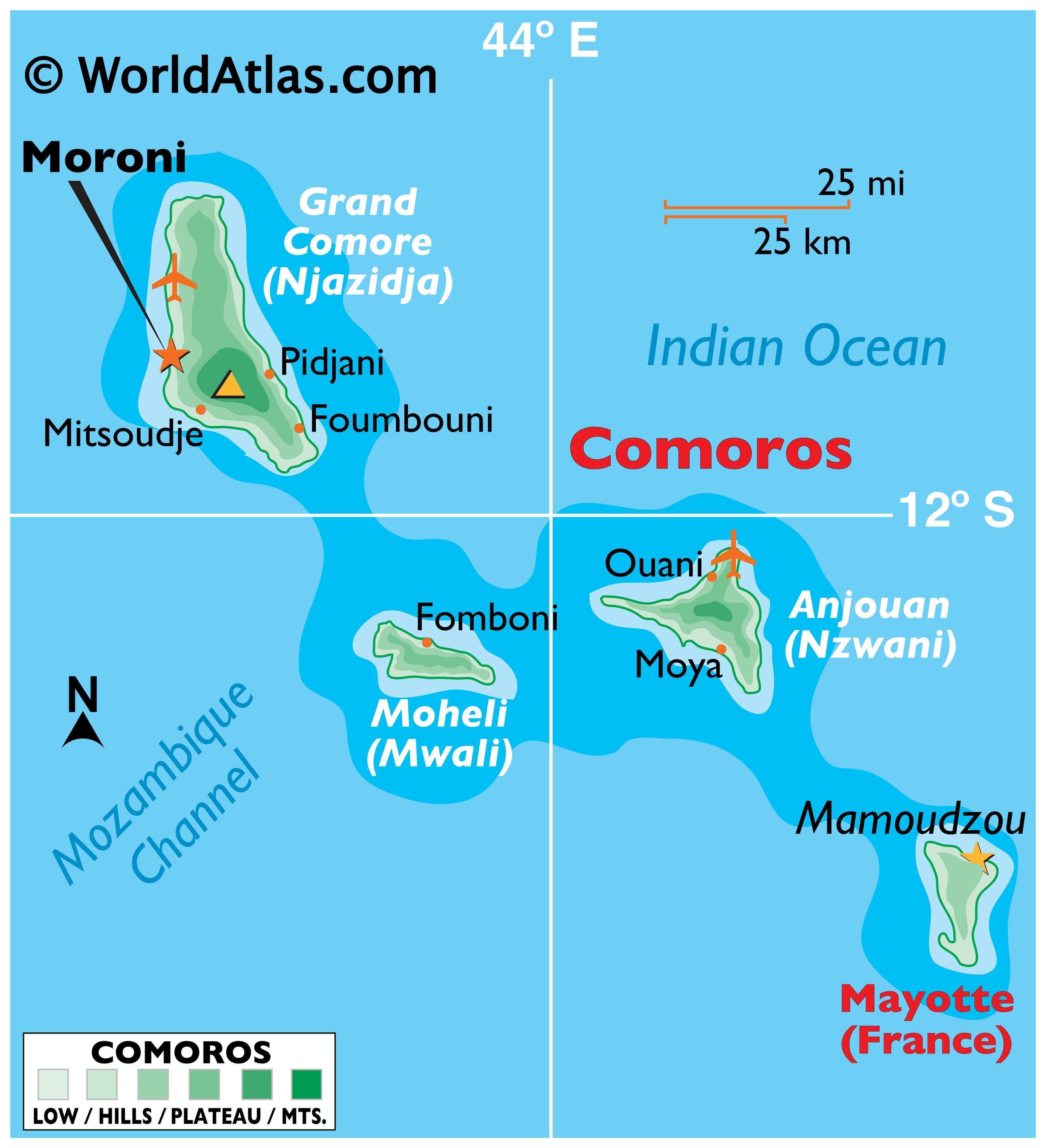 Comoros Map Geography Of Comoros Map Of Comoros Worldatlas Com