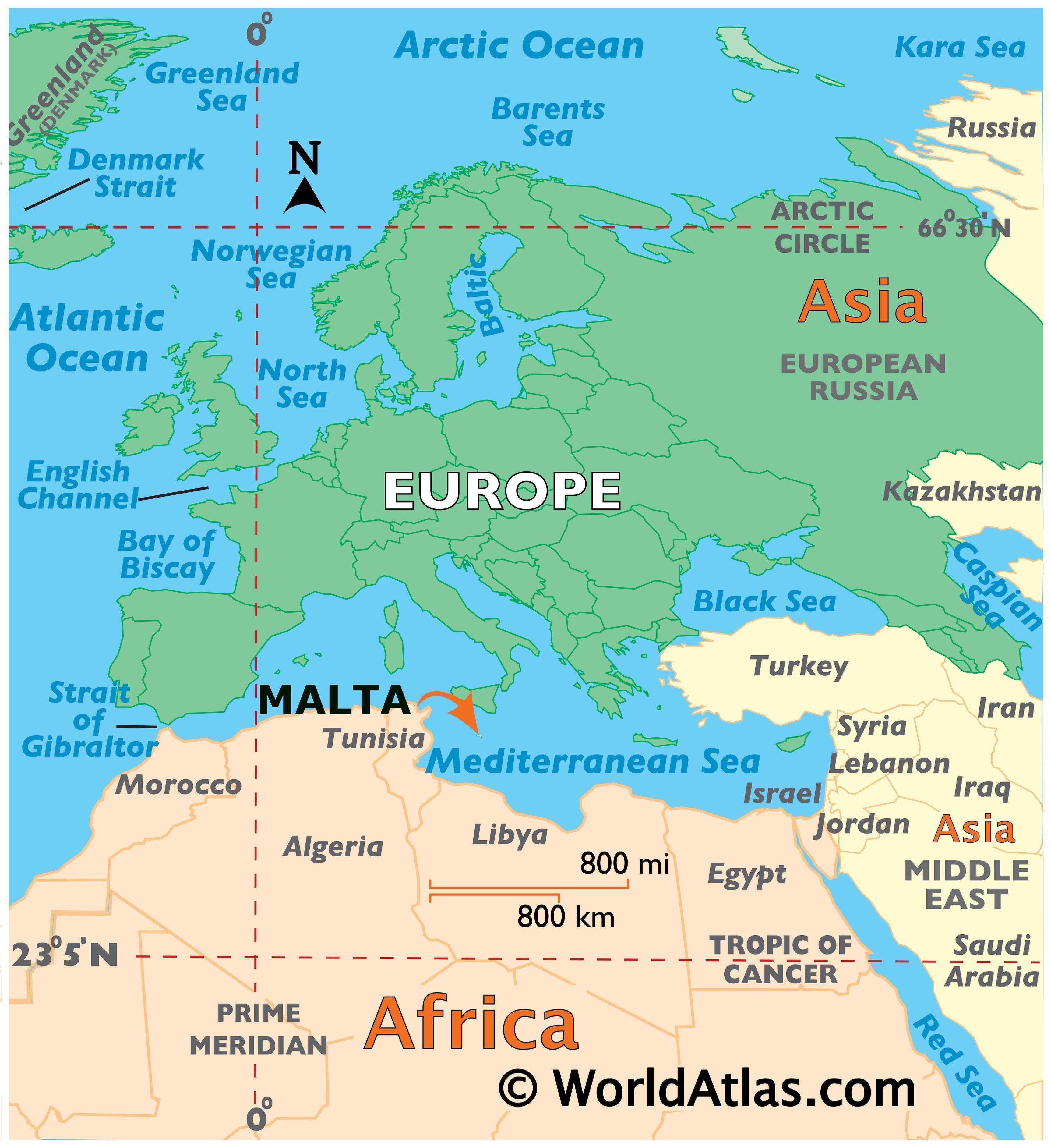 Europe Countries Map Malta