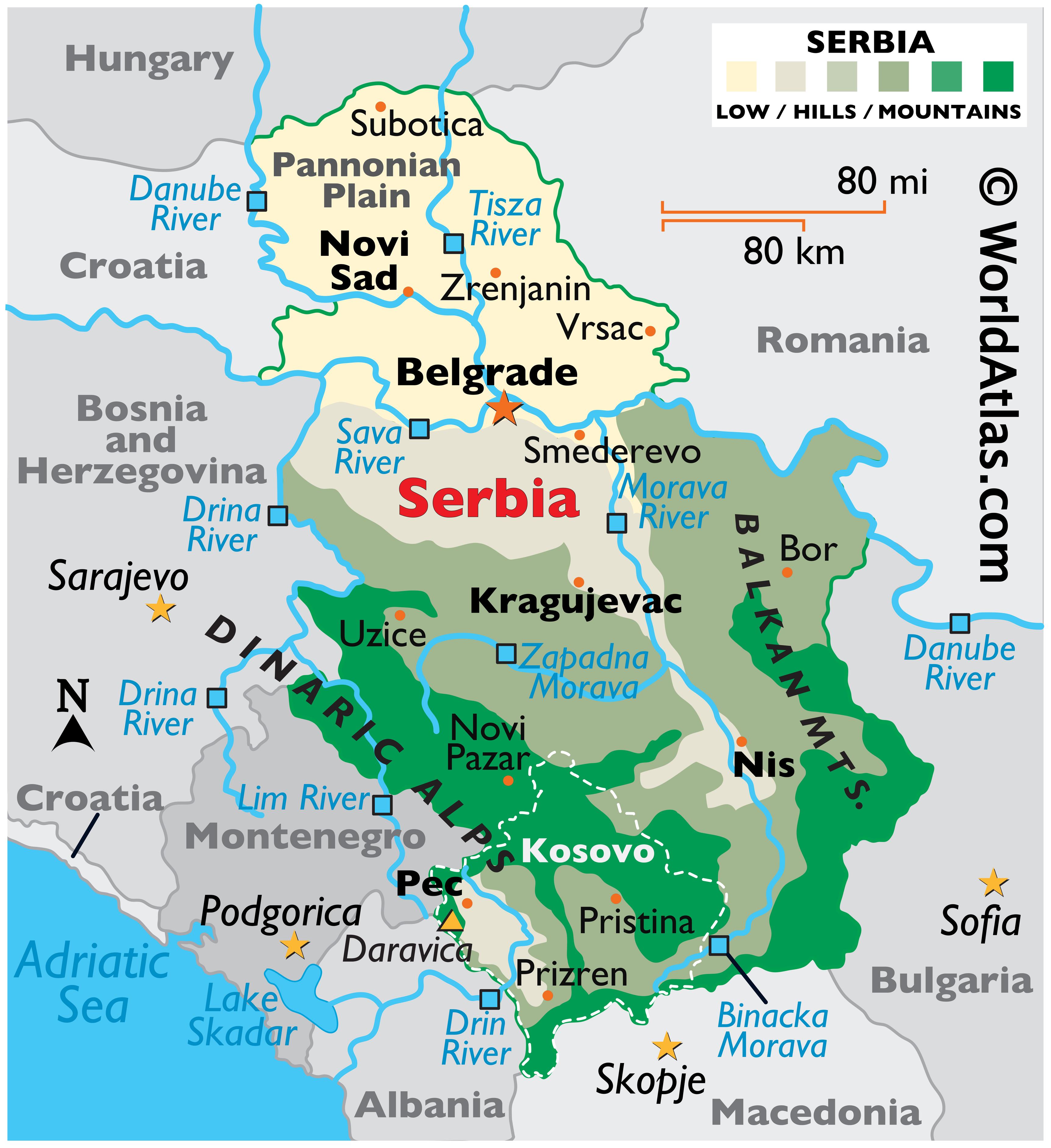 serbia tourism map