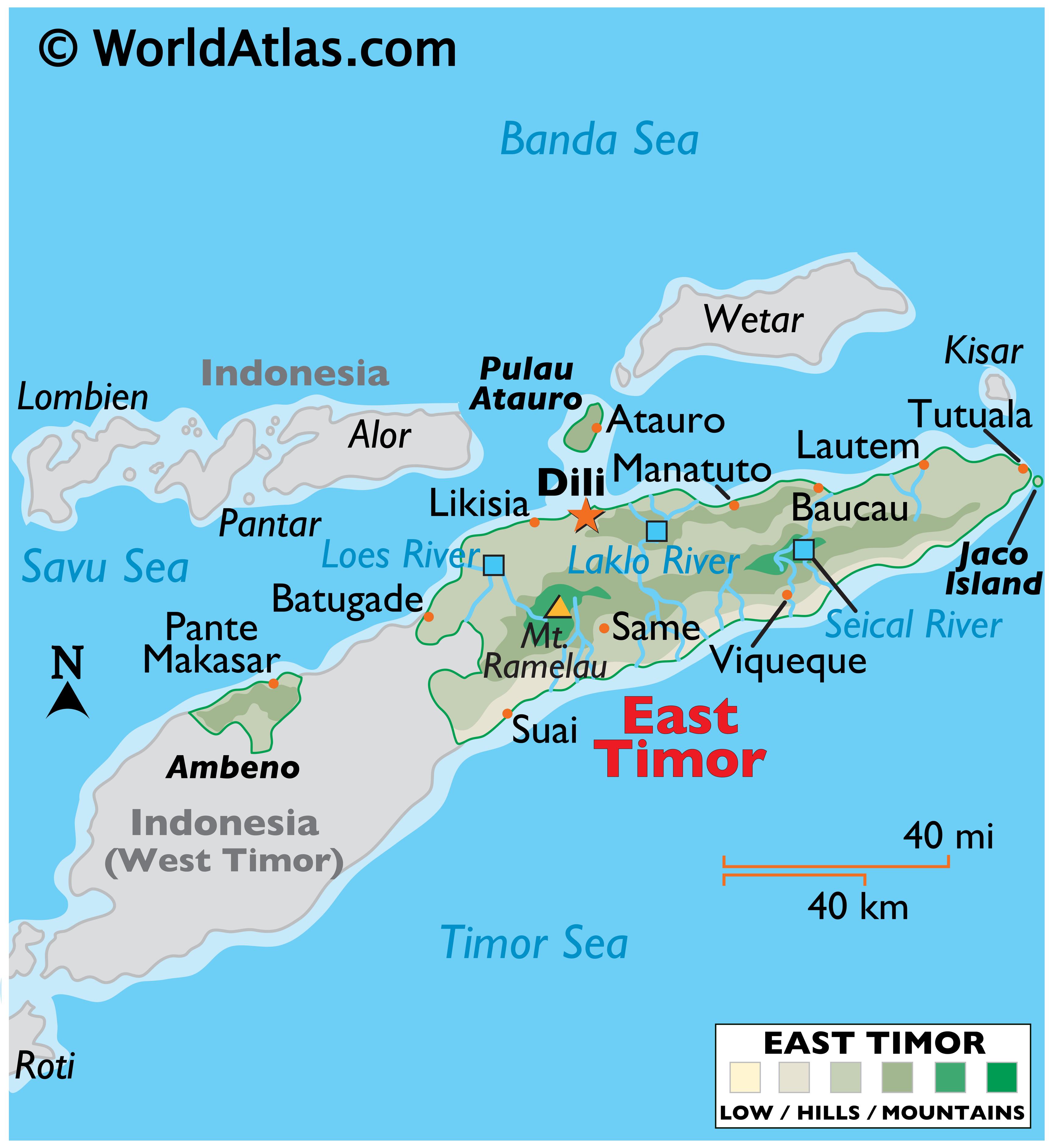 East Timor Map Geography of East Timor Map of East East Timor Map Geography of East Timor Map of East