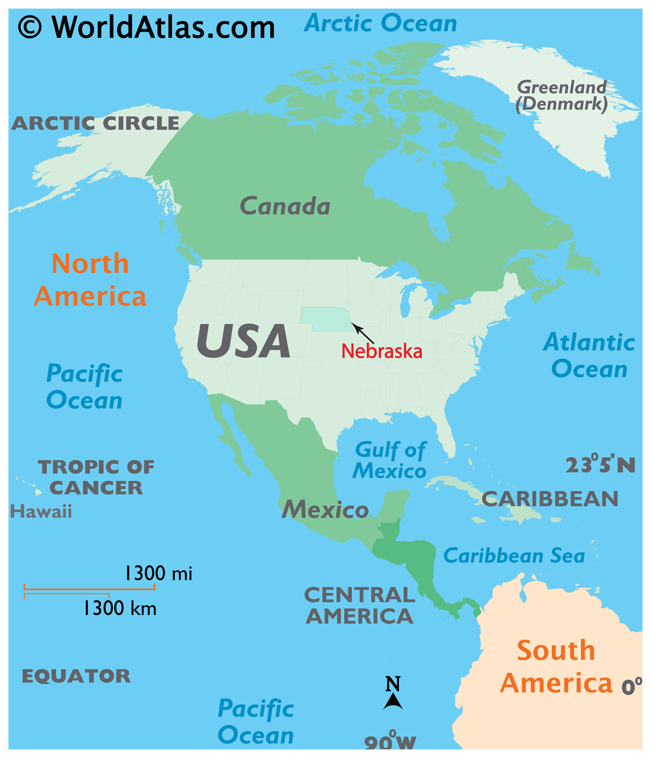Locator Map of Nebraska, USA
