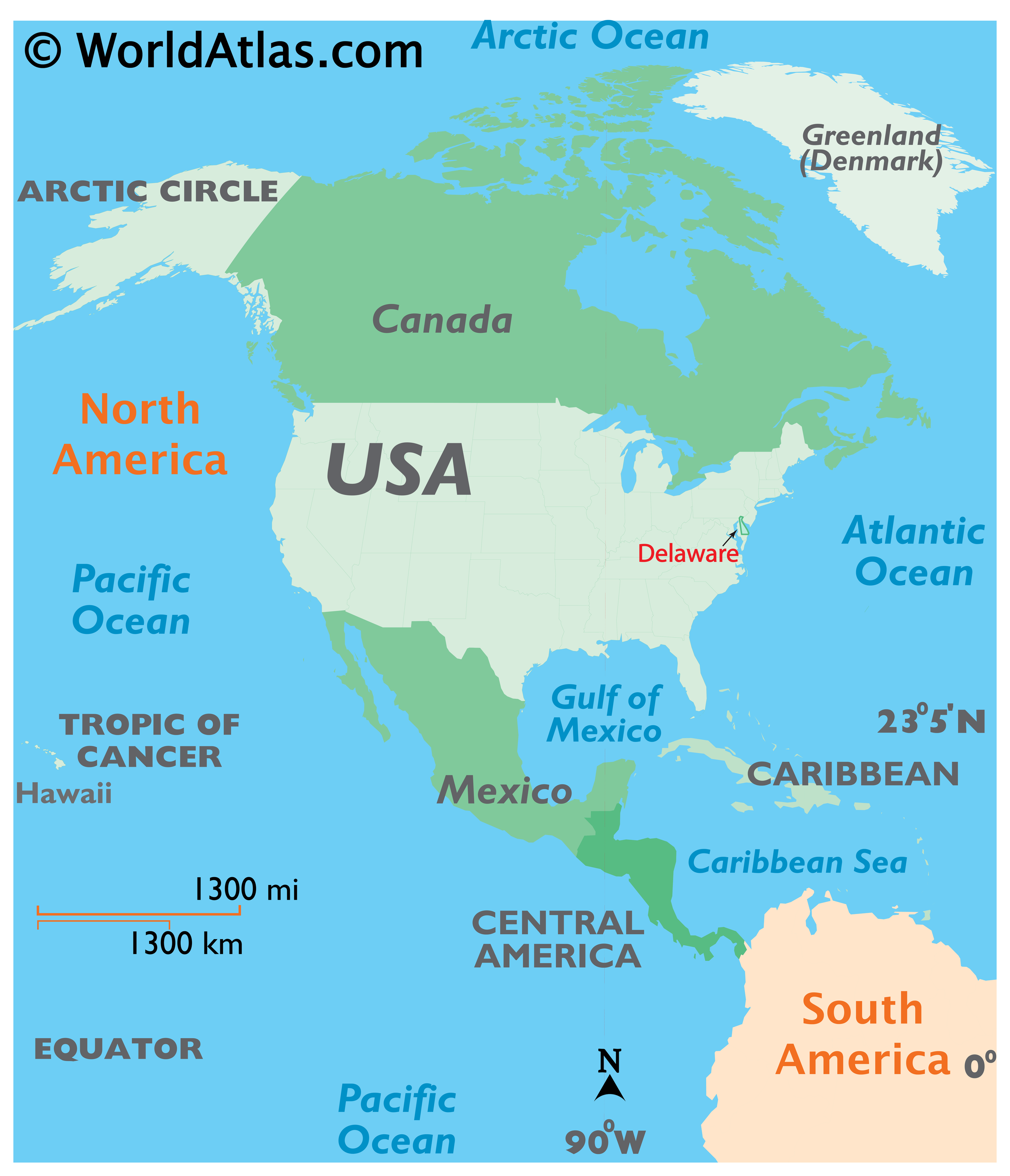 Locator Map of Delaware, USA