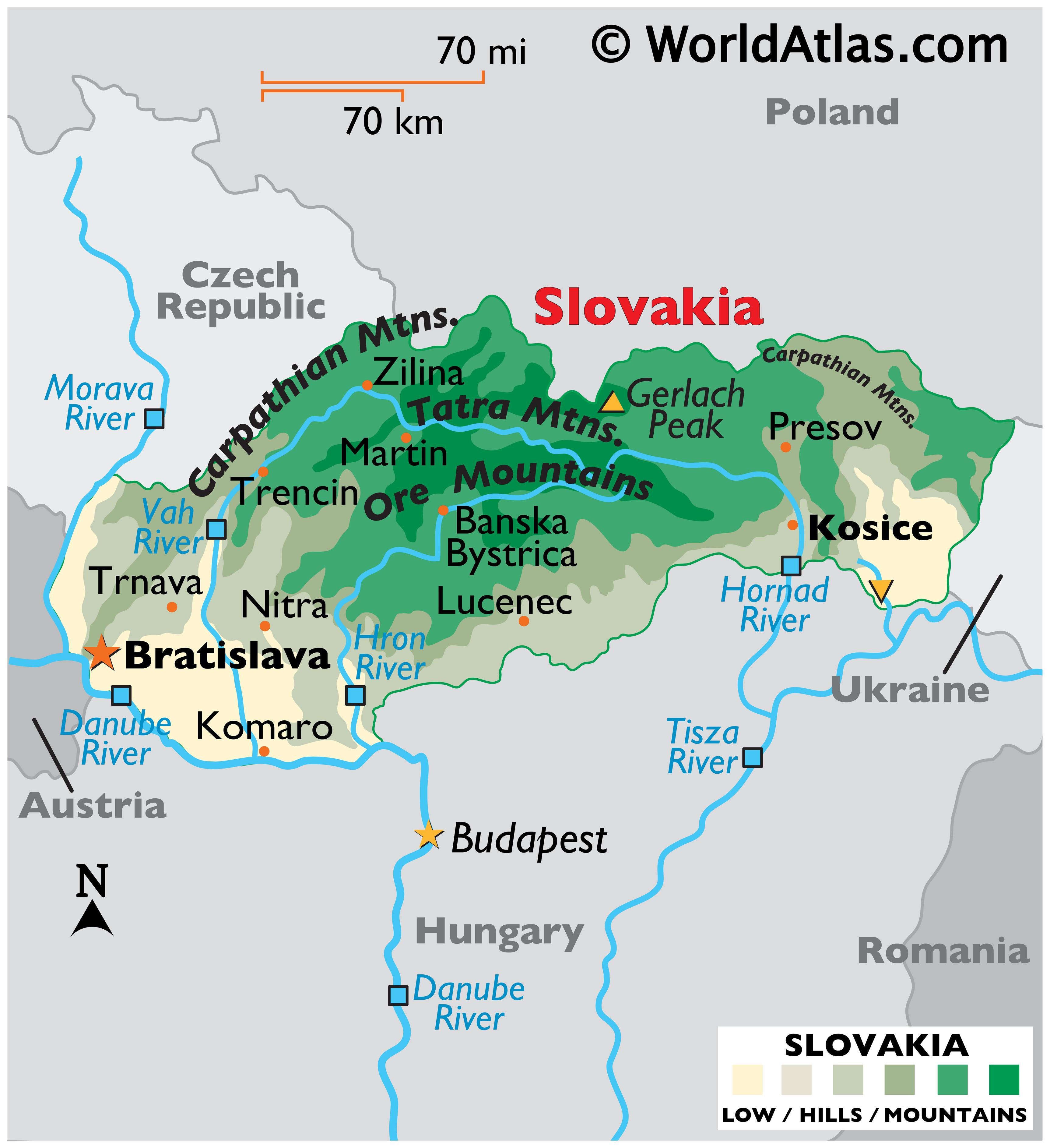 Slovakia Map / Geography of Slovakia / Map of Slovakia - Worldatlas.com