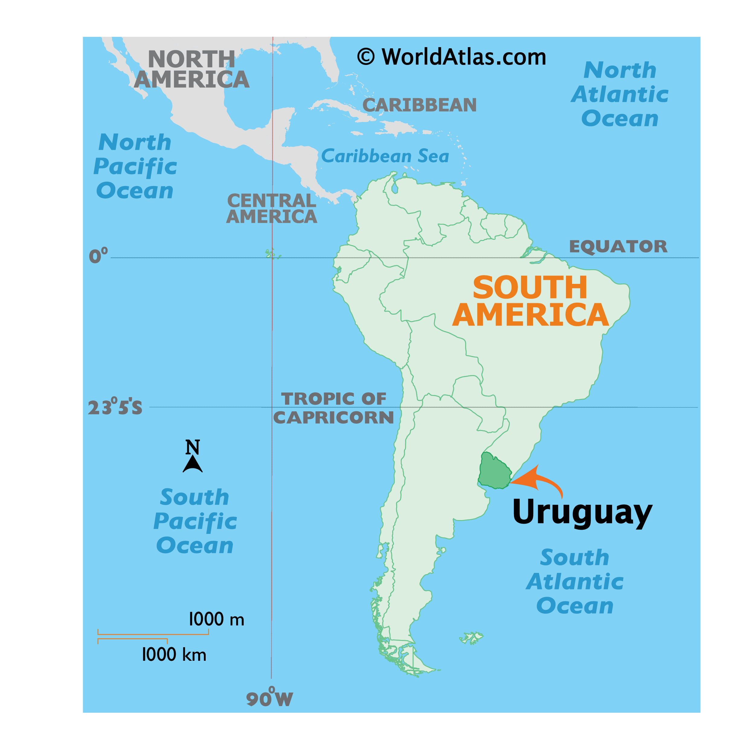 Uruguay On World Map Uruguay Map MTTVU