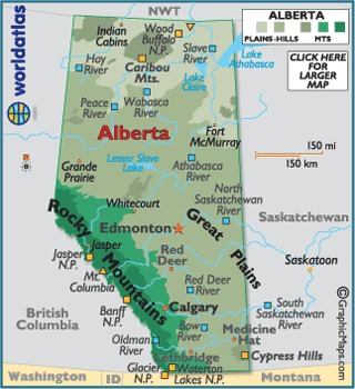 Map of Alberta, Canada
