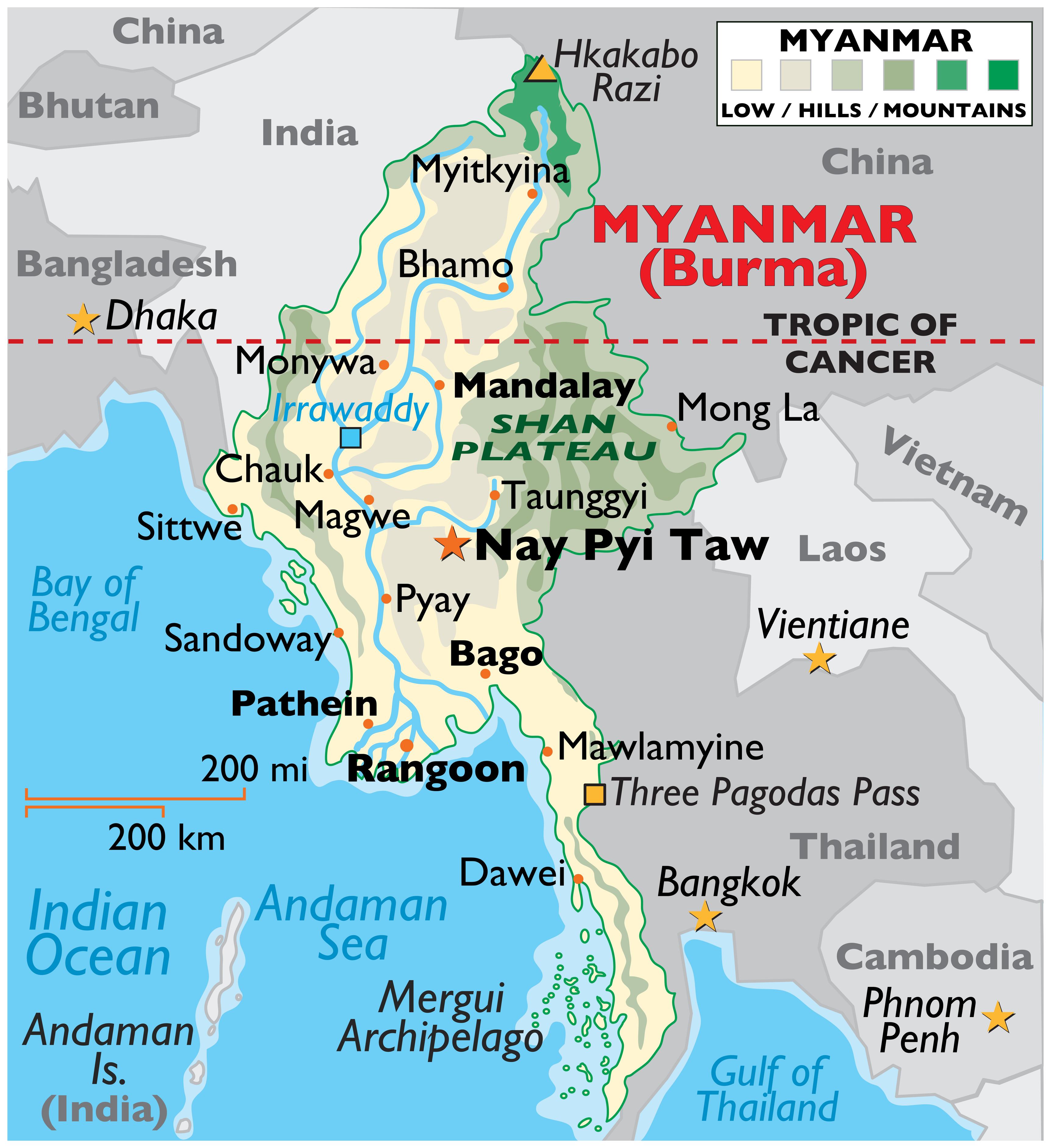 Burma Myanmar Map Geography Of Burma Myanmar Map Of Burma